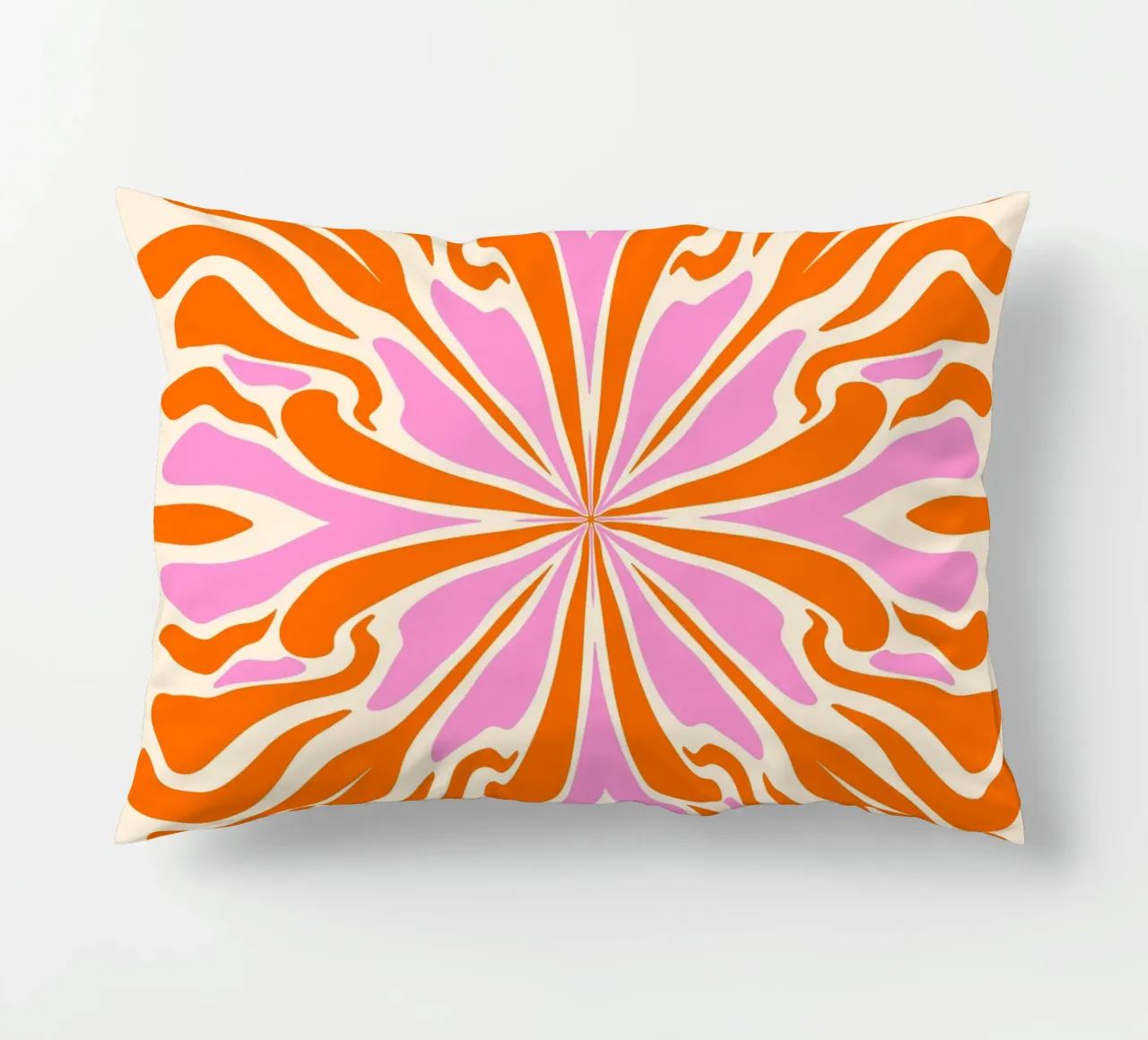 Abstract psychedelic symmetrical petals decorative cushion by Wackapacka