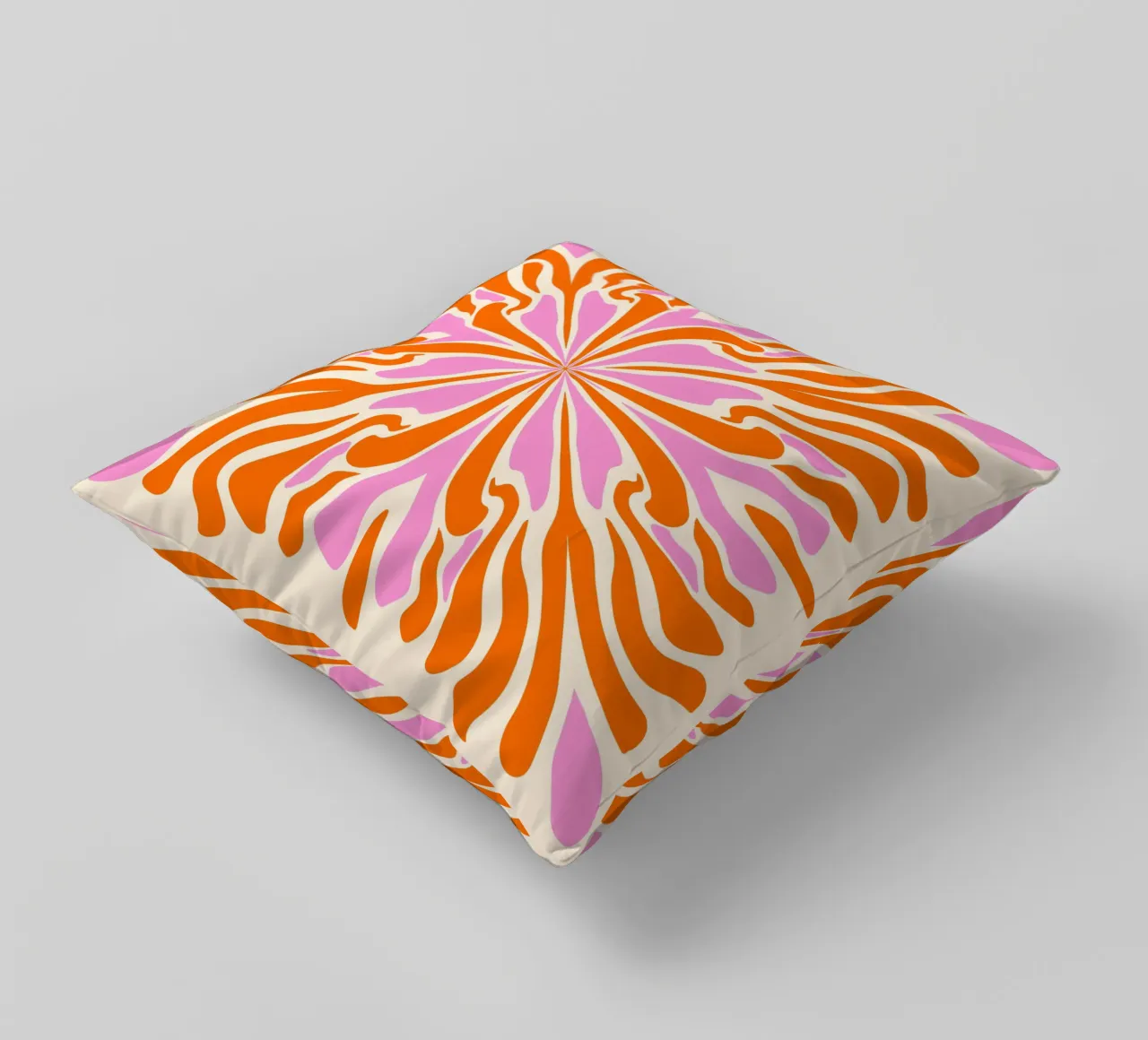 Abstract psychedelic symmetrical petals decorative cushion by Wackapacka