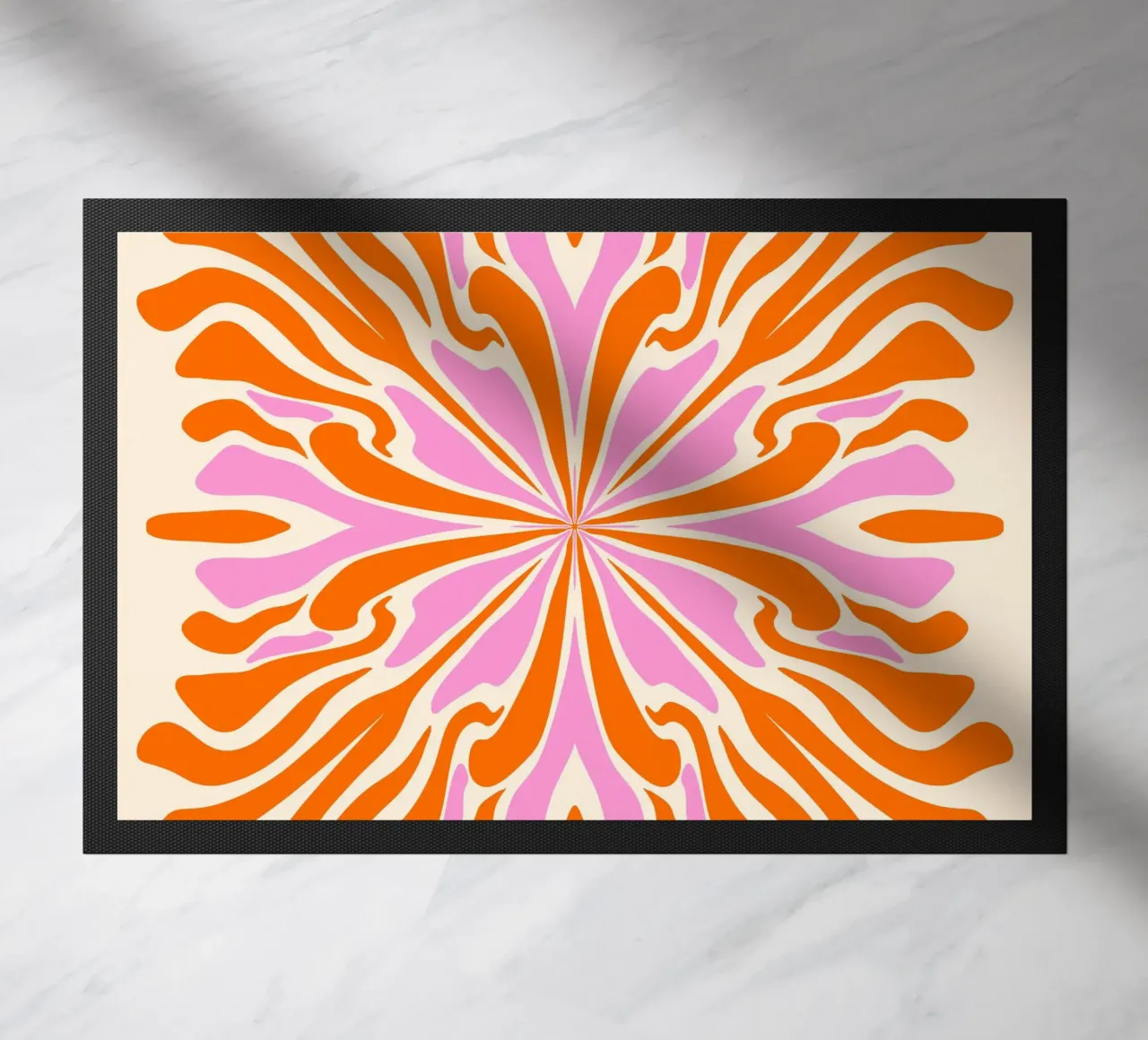 Abstract psychedelic symmetrical petals doormat by Wackapacka