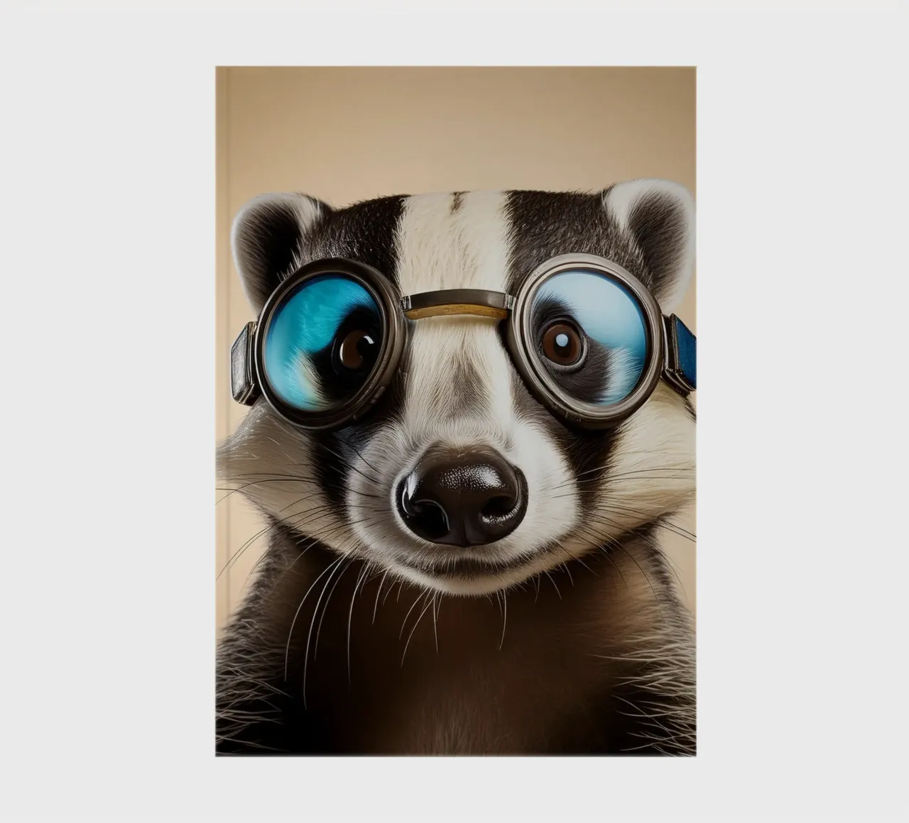Adventurous Badger in Goggles | Fun Animal Art Print notebook by FlexiDesignsByK