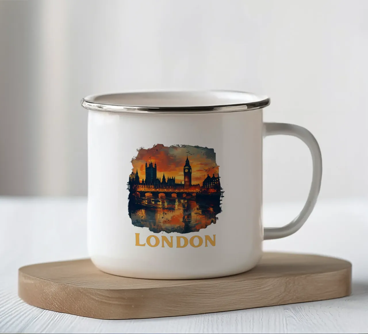 Londra - Big Ben tazza in smalto da Nikis Art Studio