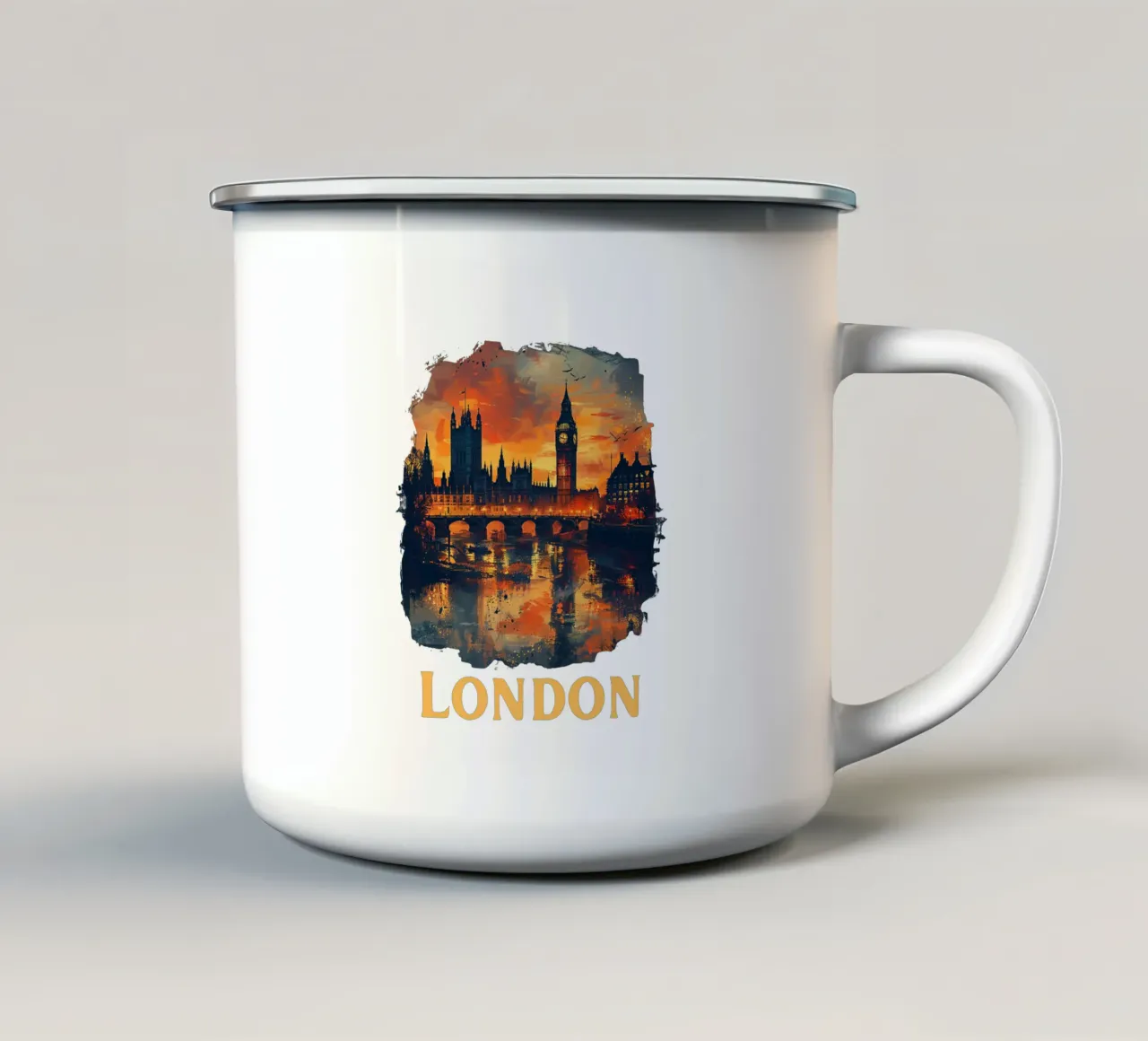 Londra - Big Ben tazza in smalto da Nikis Art Studio