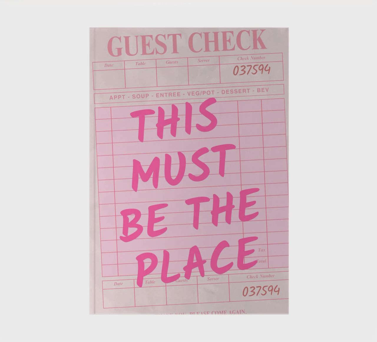This Must Be The Place Guest Check Print, notebook by pdigitalprints