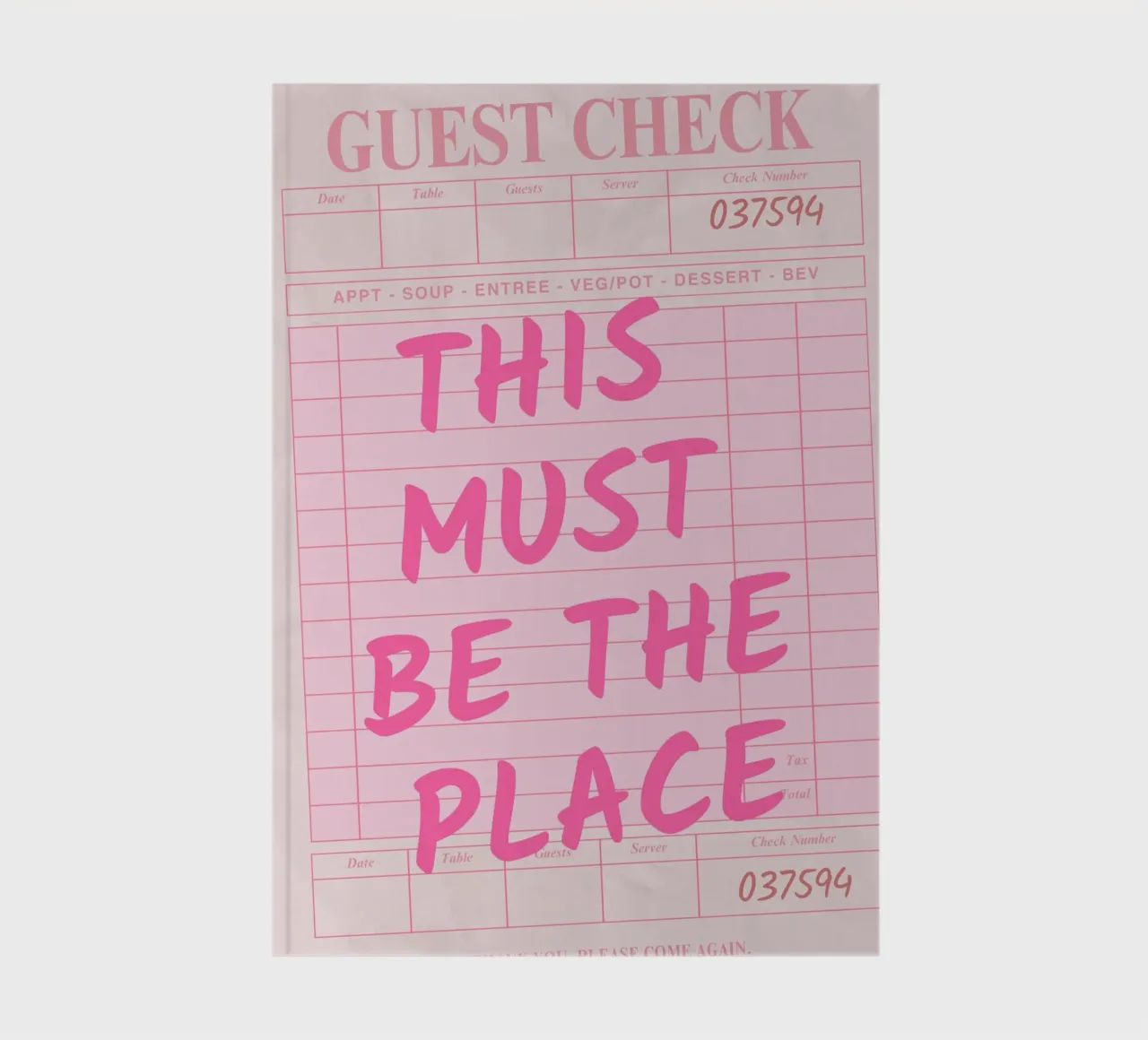 This Must Be The Place Guest Check Print, notebook by pdigitalprints