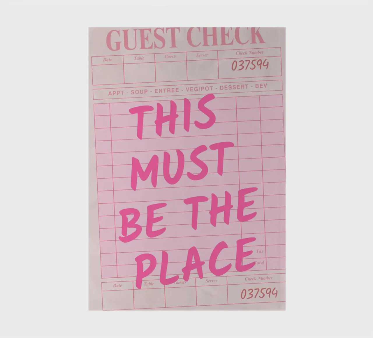 This Must Be The Place Guest Check Print, notebook by pdigitalprints