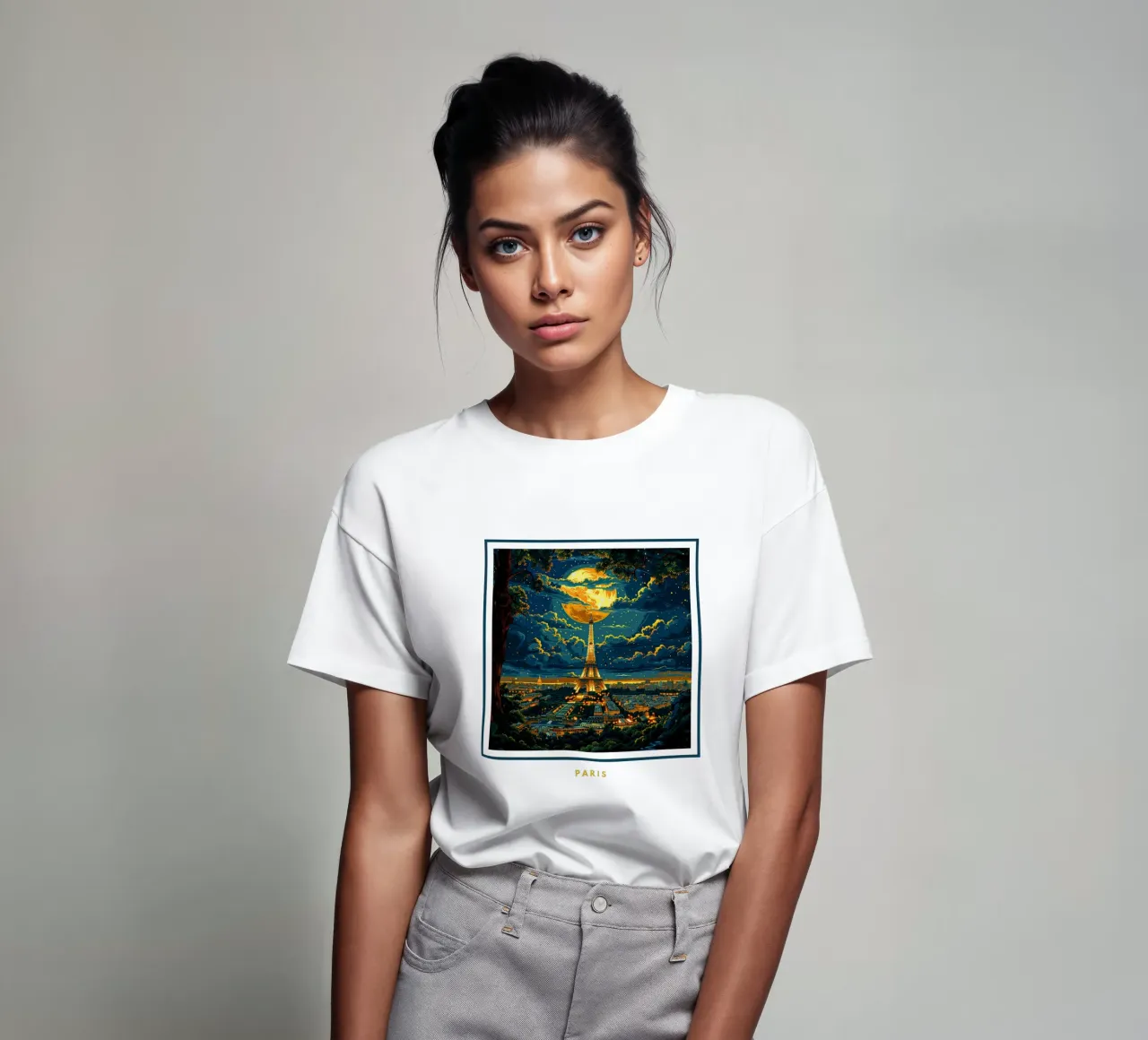 Paris "Eiffel's Glow" t-shirt da Nikis Art Studio