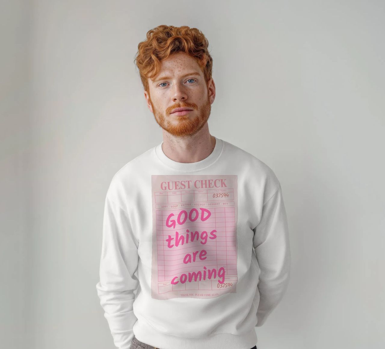 Guest Check Print, Arte di tendenza, Le cose belle stanno arrivando felpa da pdigitalprints