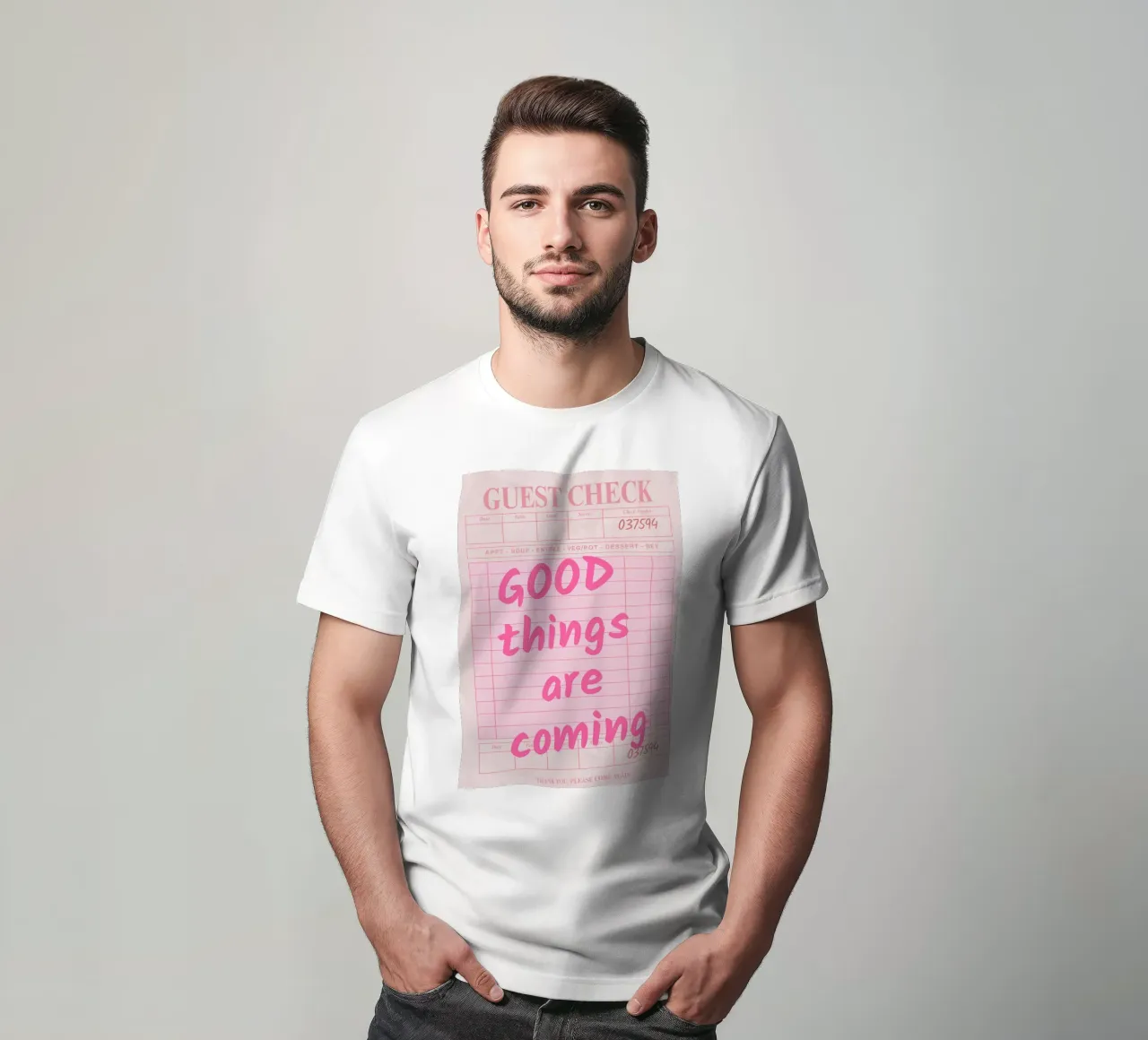 Guest Check Print, Trendy Art, Good Things Are Coming t-shirt de pdigitalprints