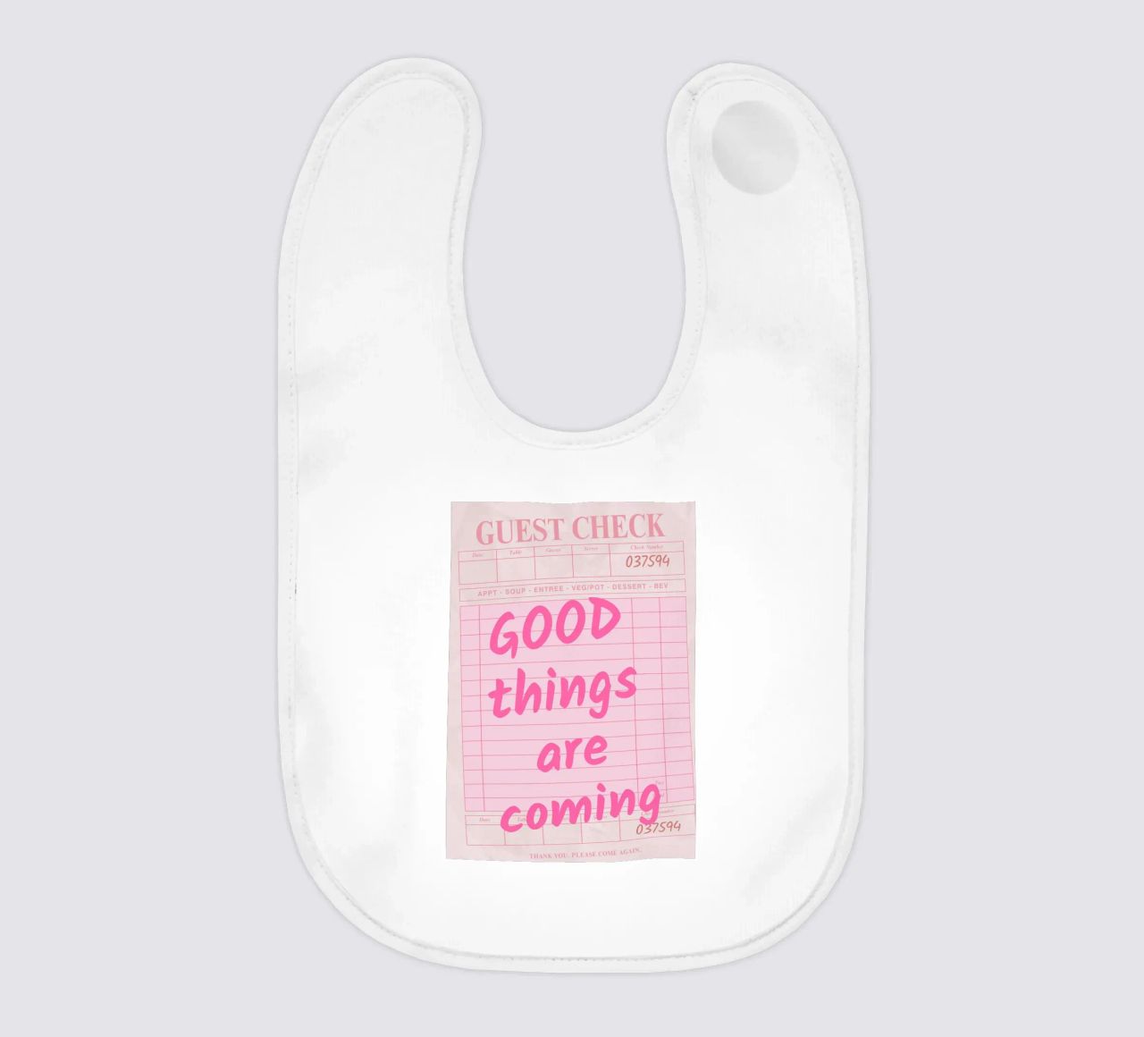 Guest Check Print, Arte di tendenza, Le cose belle stanno arrivando bavaglino da pdigitalprints