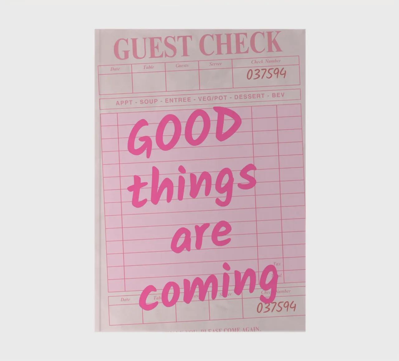 Guest Check Print, Trendy Art, Good Things Are Coming notebook by pdigitalprints