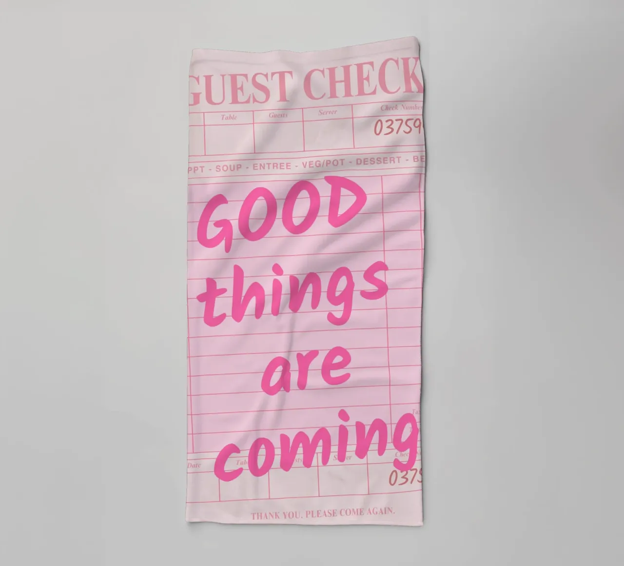 Guest Check Print, Trendy Art, Good Things Are Coming serviette de bain de pdigitalprints