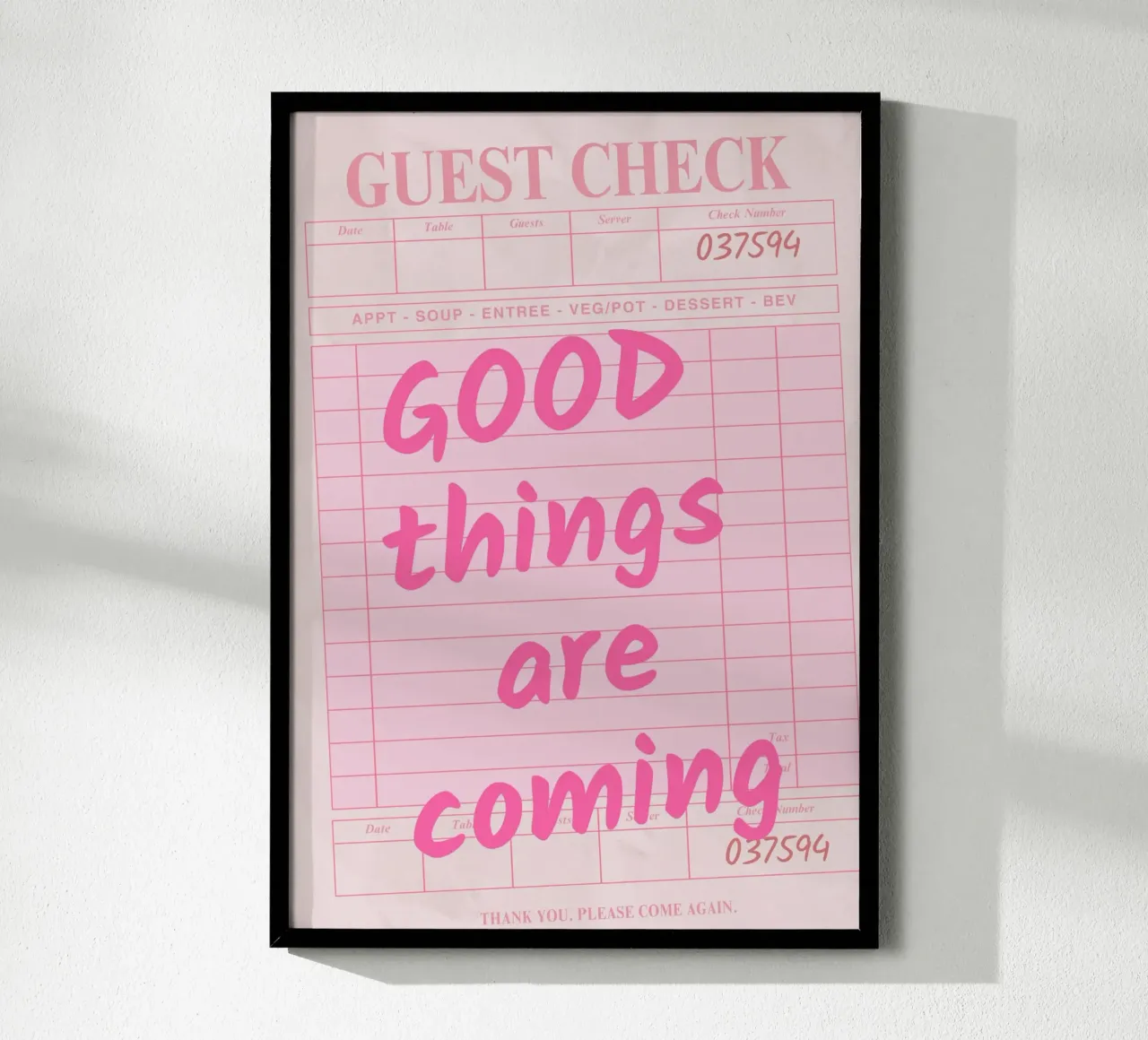Guest Check Print, Trendy Art, Good Things Are Coming hahnemühle de pdigitalprints