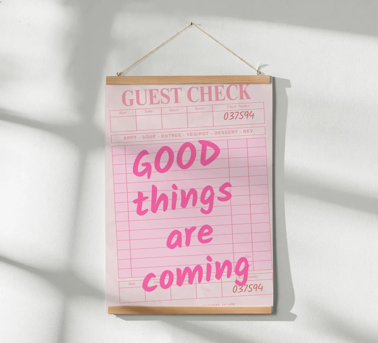 Guest Check Print, Trendy Art, Good Things Are Coming hahnemühle de pdigitalprints