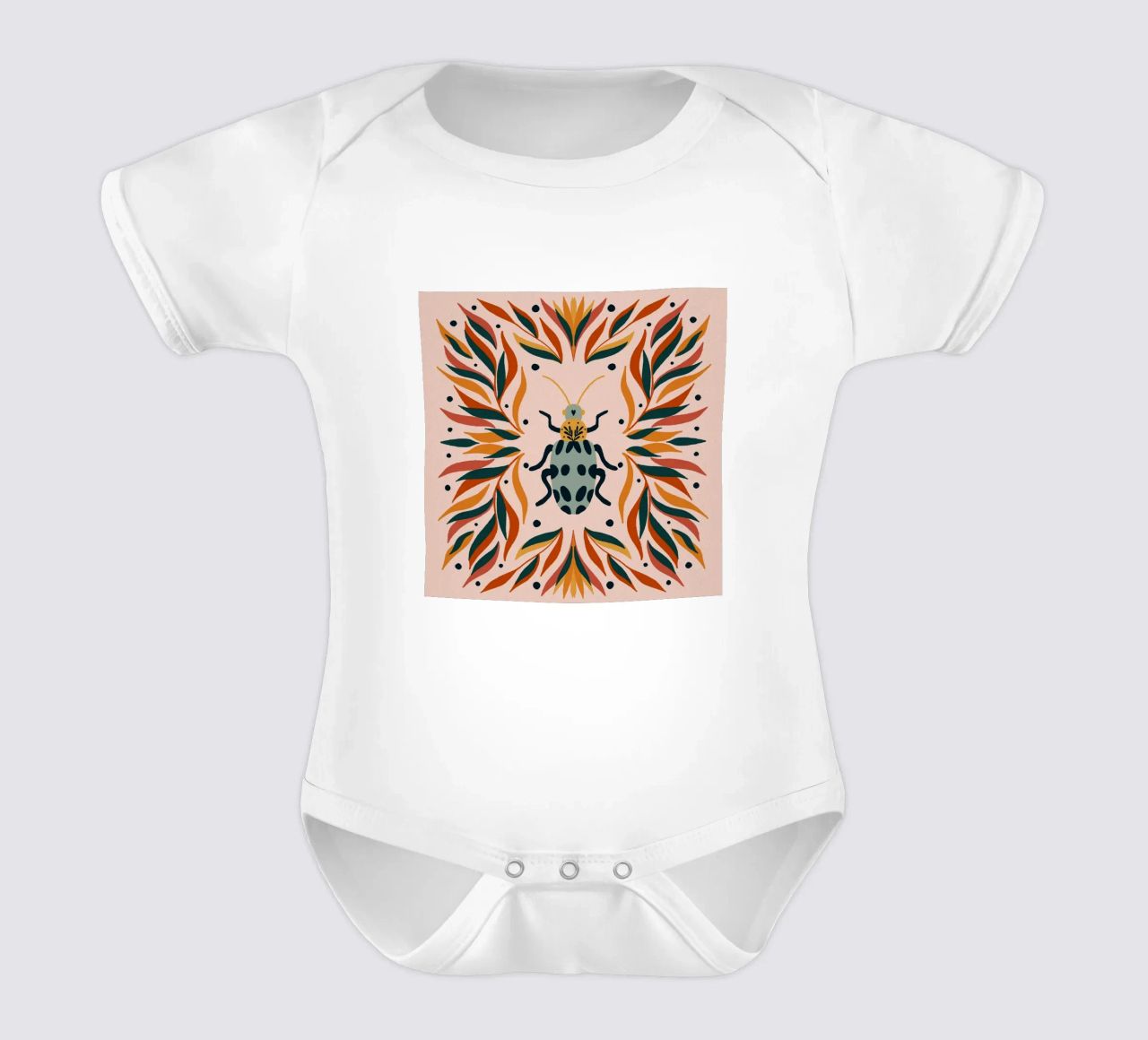 Bug and leaves short-sleeve baby romper by Wackapacka