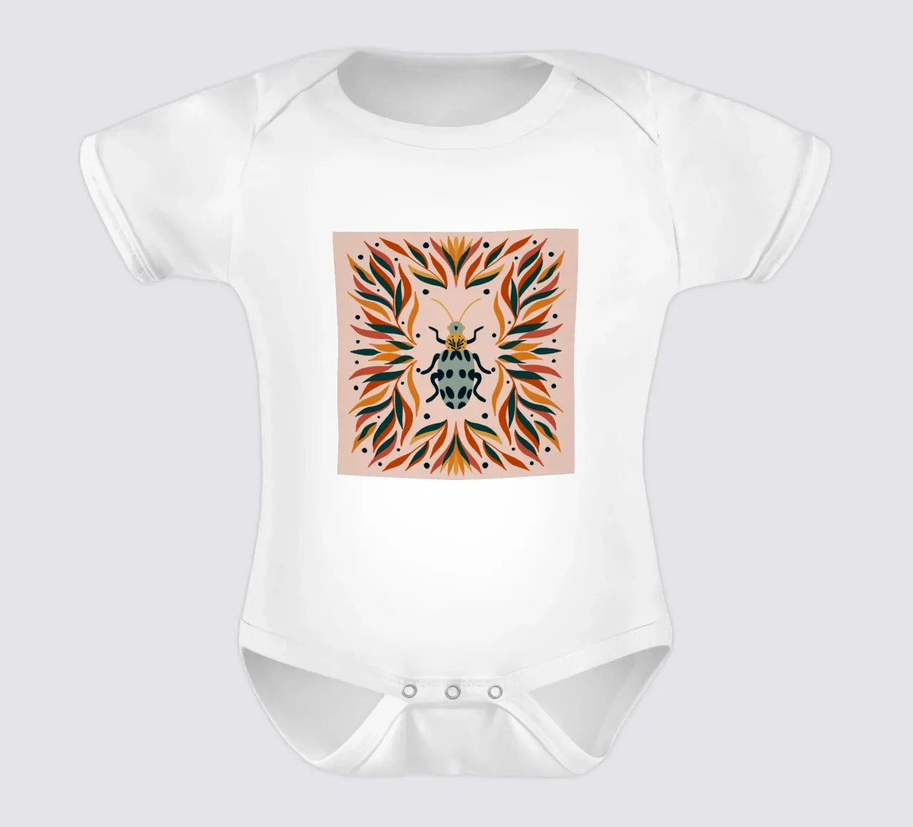Insetto e foglie body neonato maniche corte da Wackapacka