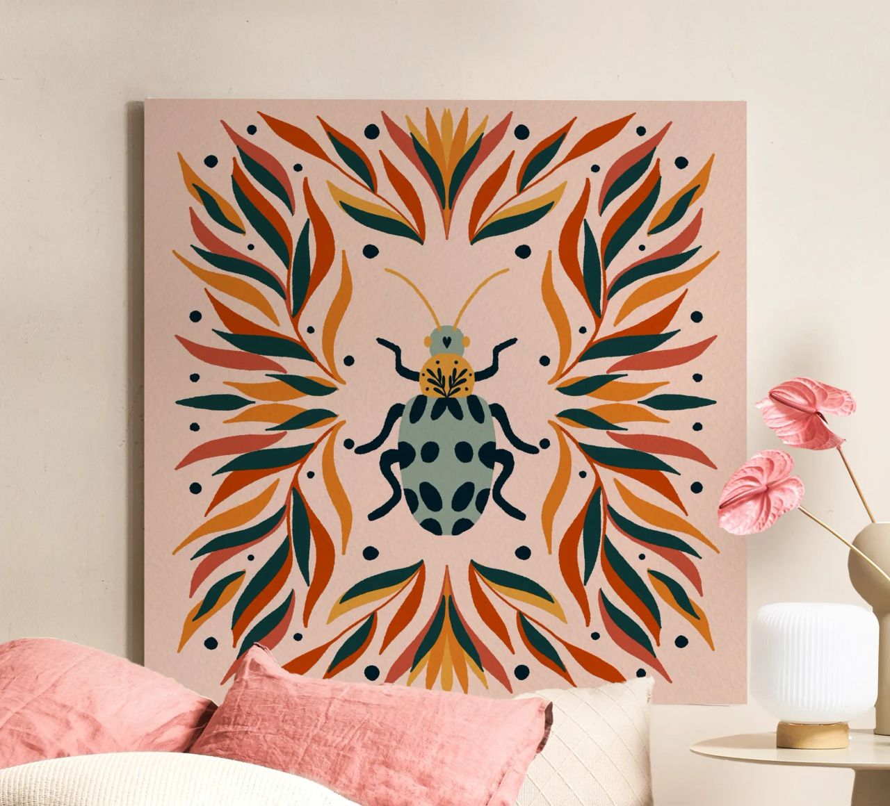 Bug and leaves canvas by Wackapacka