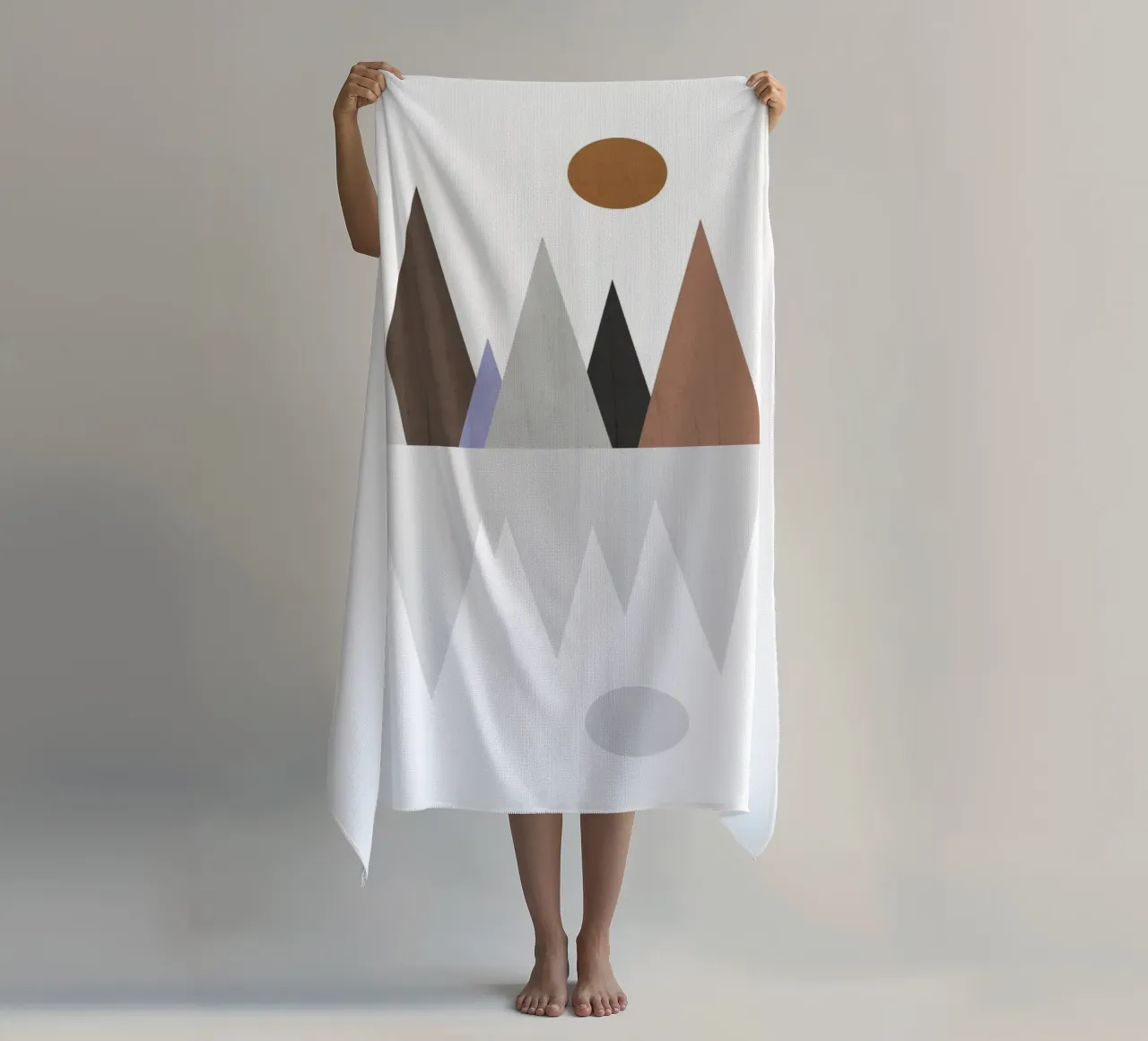 Minimalist landscape with inverted reflection beach towel by LisaArtes