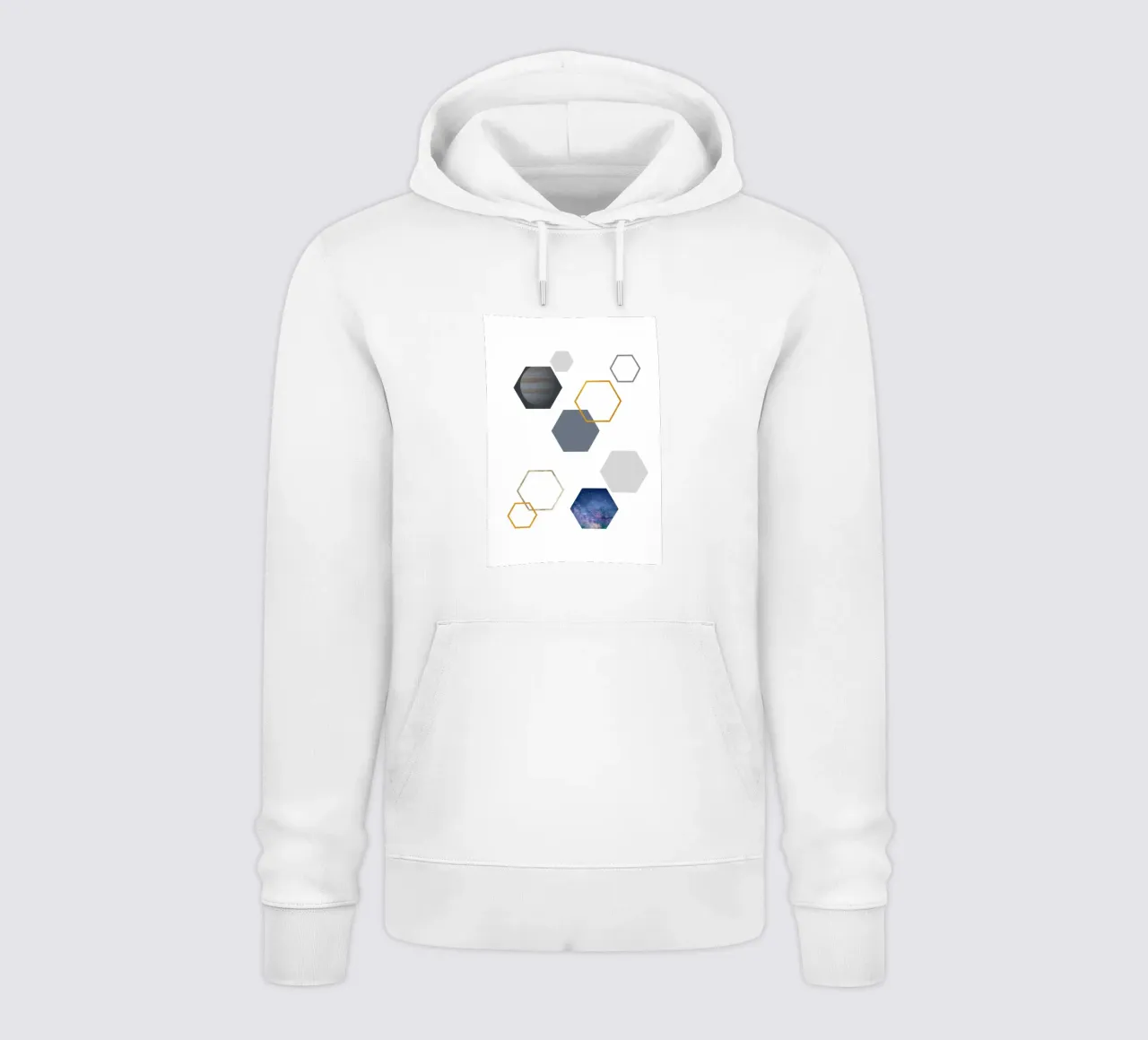 Hexagonal shapes and planet felpa con cappuccio da LisaArtes