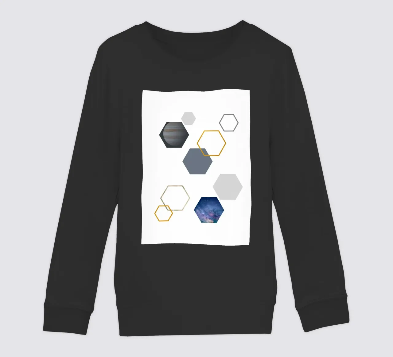 Hexagonal shapes and planet felpa bambino da LisaArtes