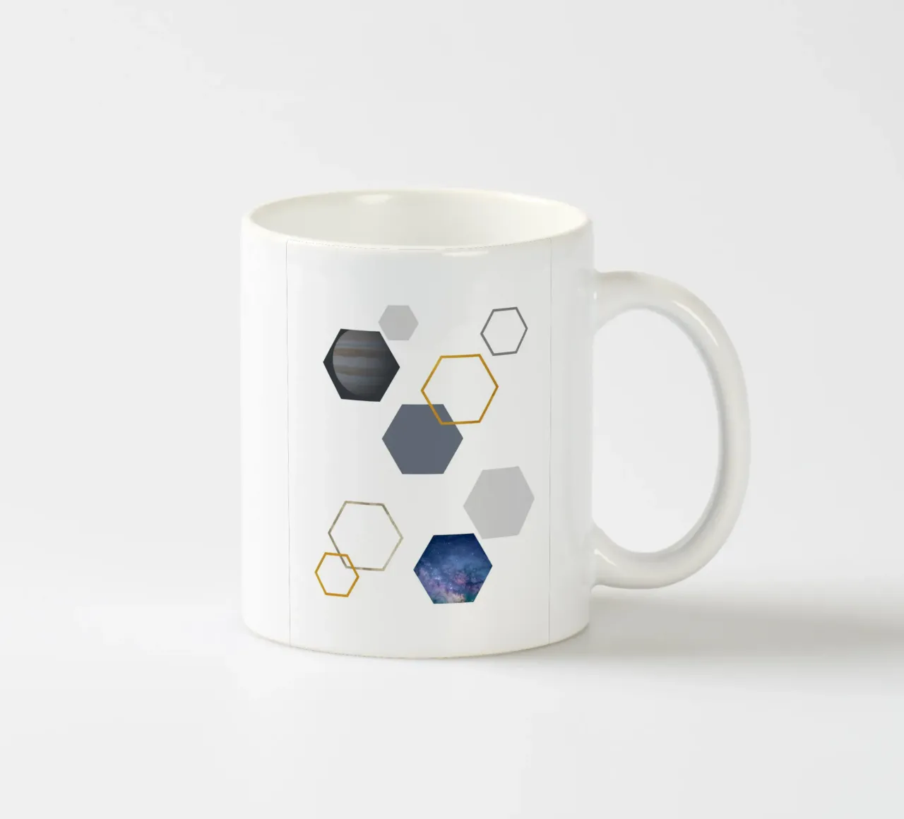 Hexagonal shapes and planet tazza in ceramica da LisaArtes