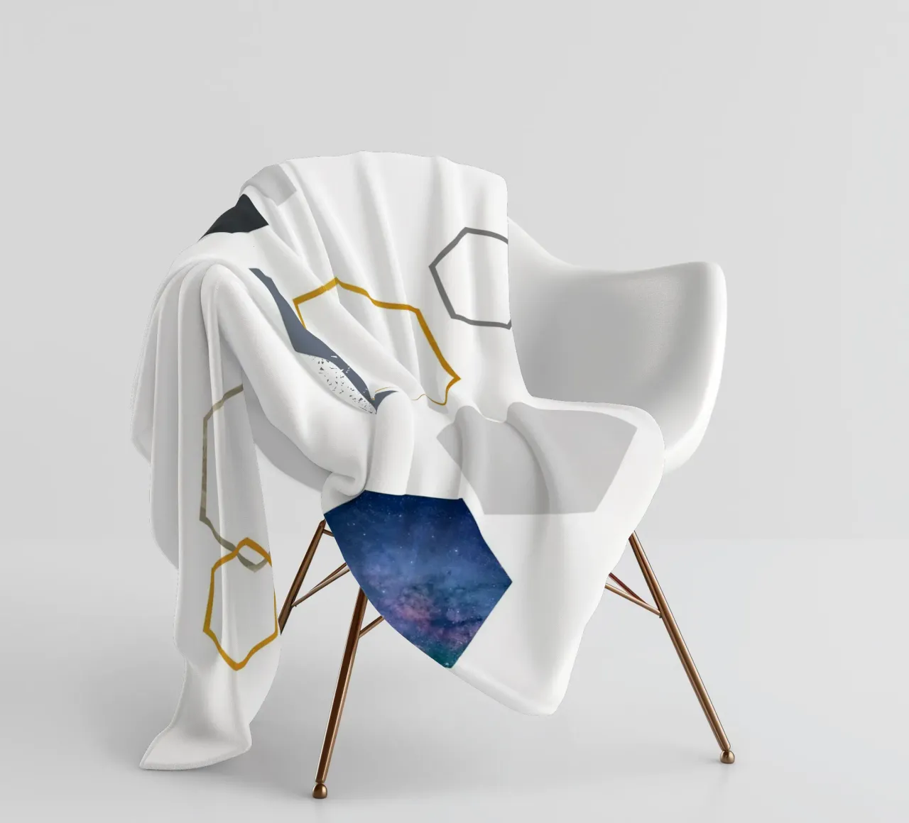 Hexagonal shapes and planet Fleecedecke von LisaArtes