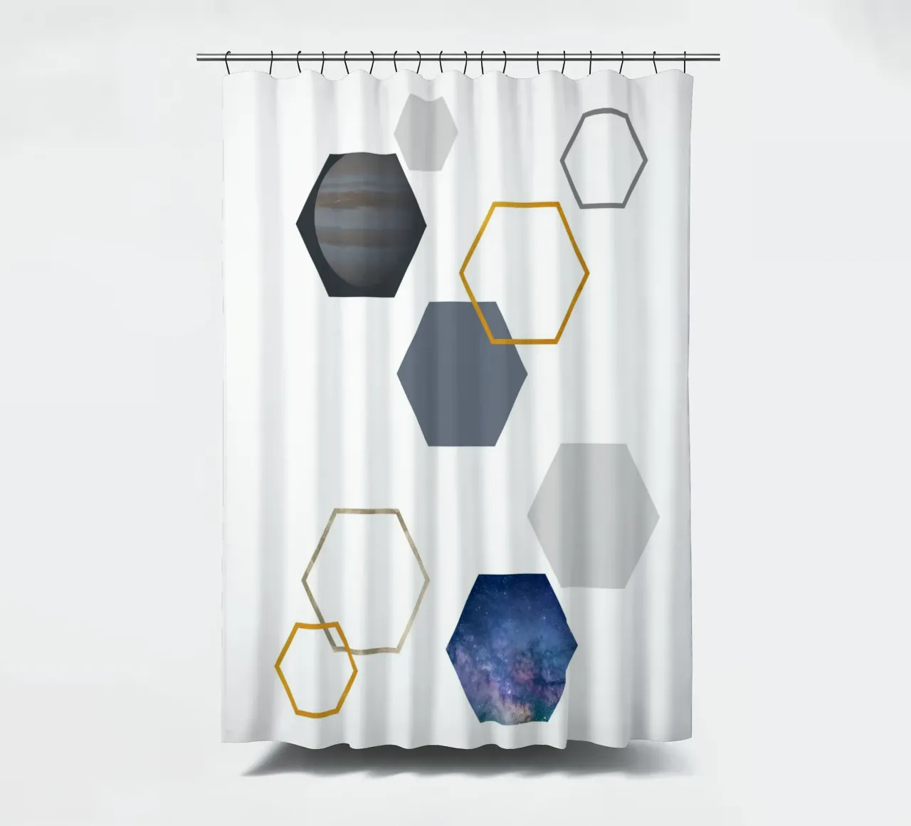Hexagonal shapes and planet Duschvorhang von LisaArtes