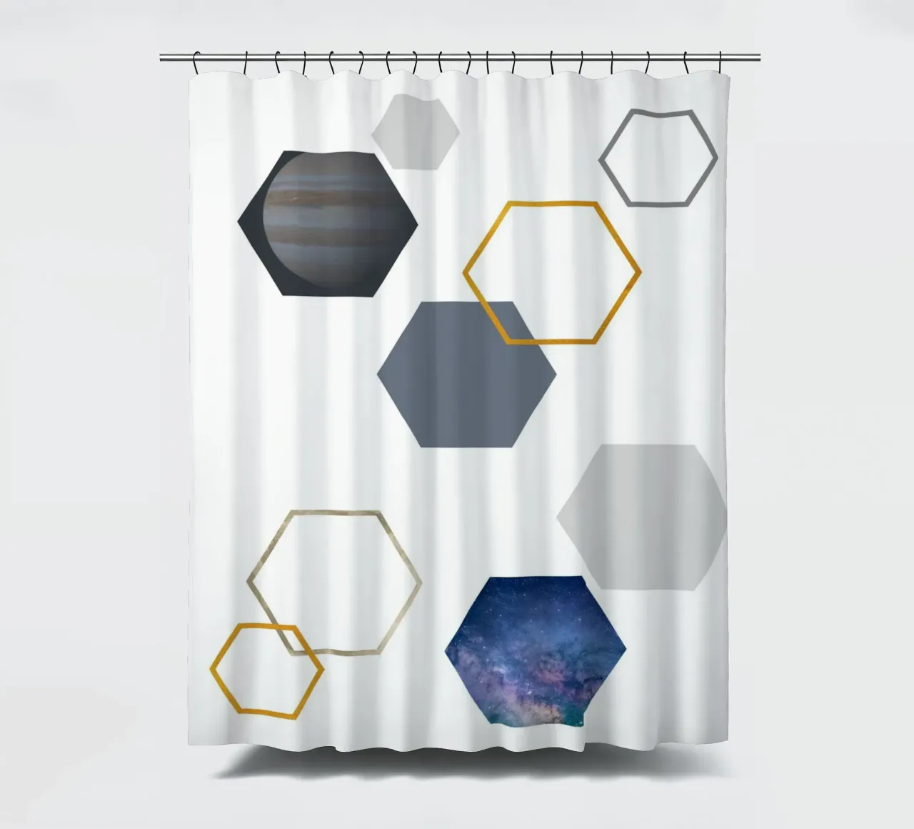 Hexagonal shapes and planet Duschvorhang von LisaArtes