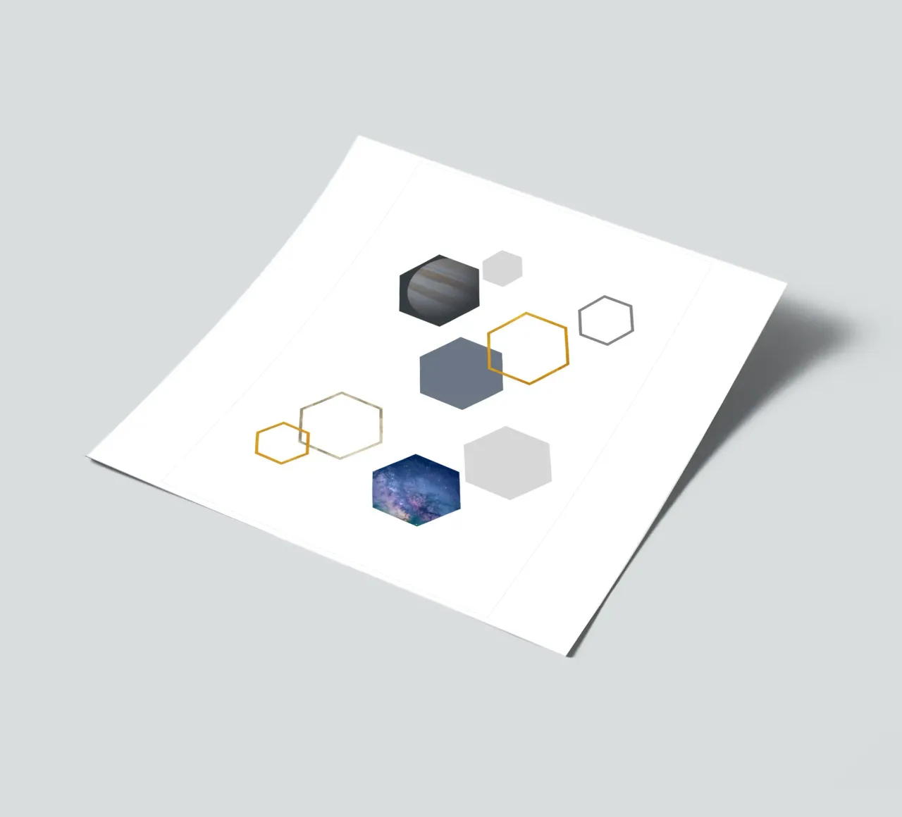 Hexagonal shapes and planet foglio adesivo da LisaArtes