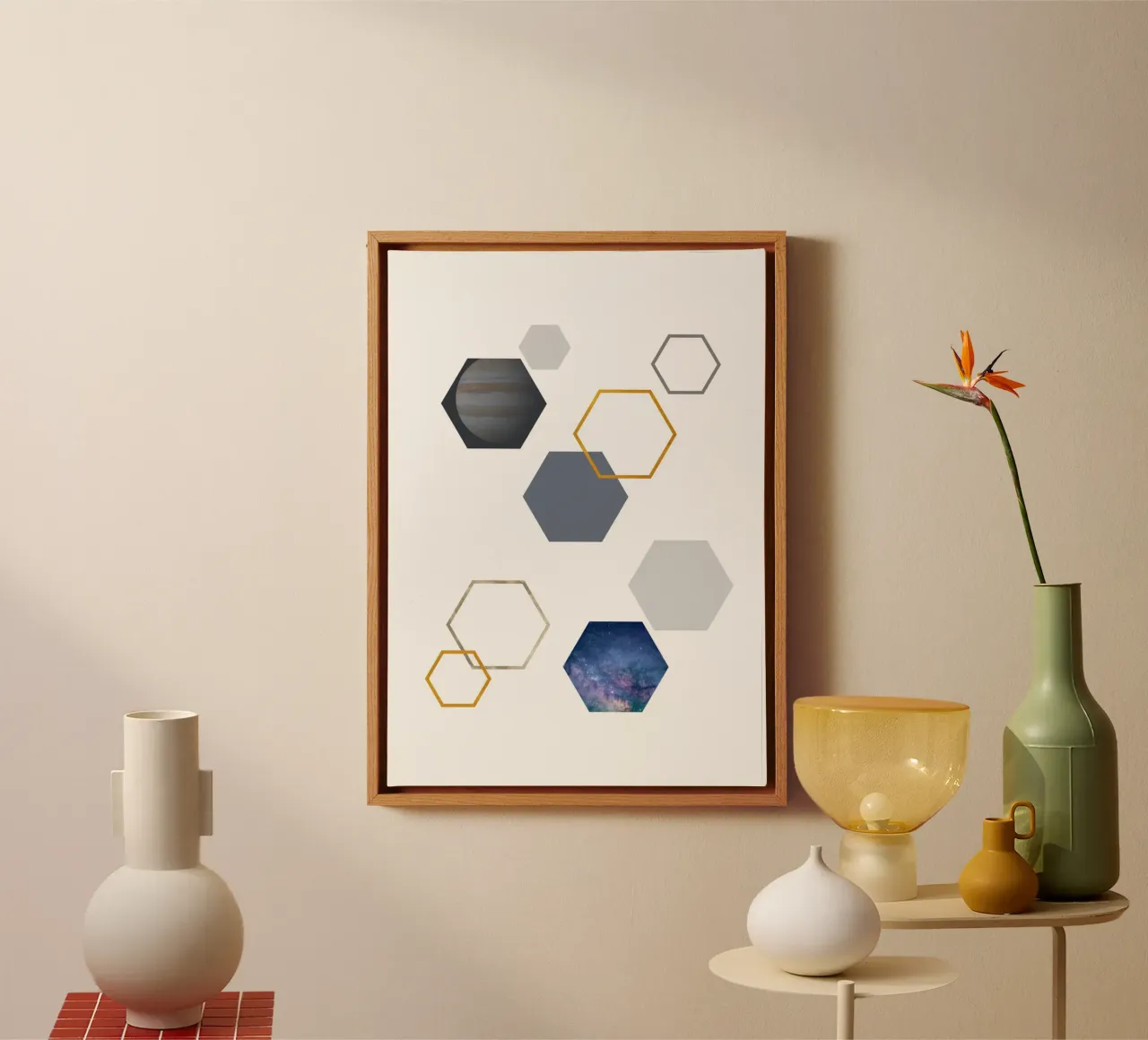 Hexagonal shapes and planet tela da LisaArtes