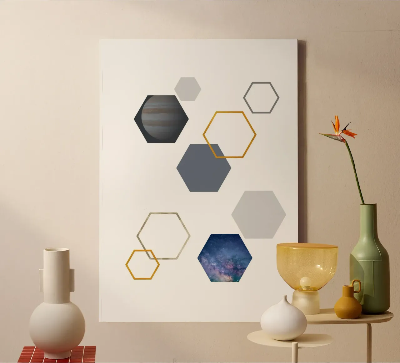 Hexagonal shapes and planet tela da LisaArtes