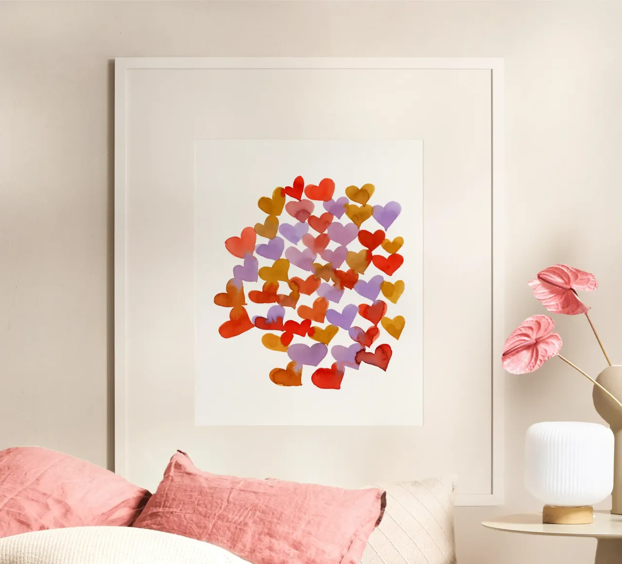 Cuori acquerellati retrò poster da Wackapacka