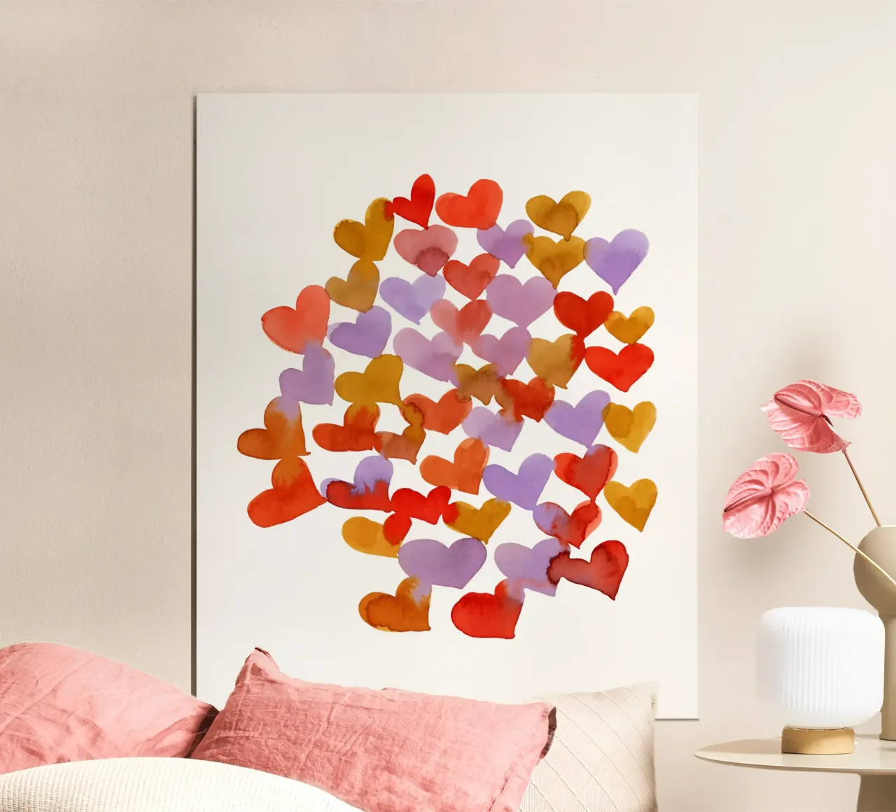 Cuori acquerellati retrò poster da Wackapacka