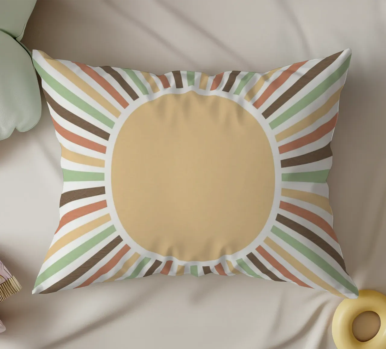 Radiating lines creating a sunburst effect decorative cushion by LisaArtes