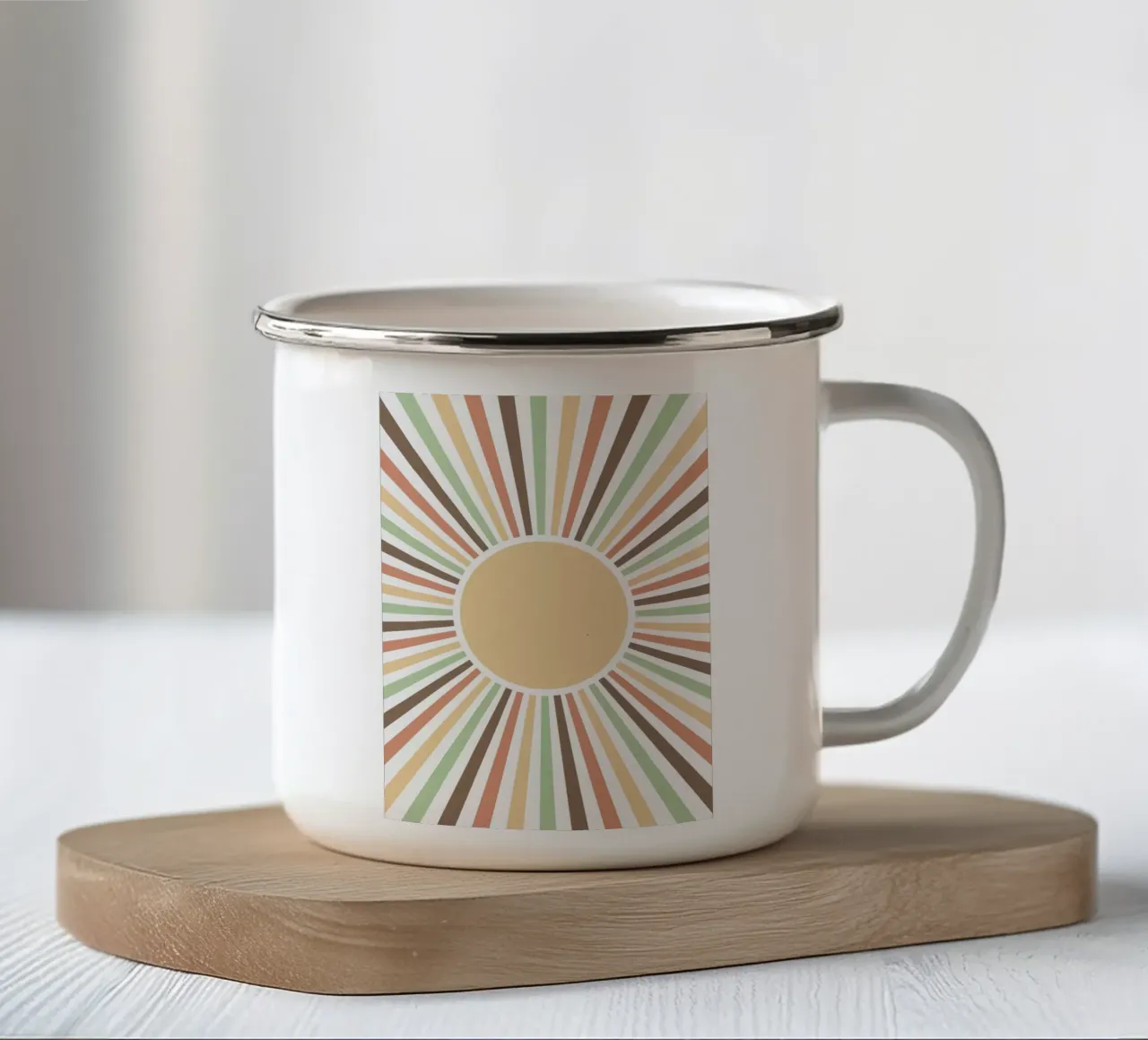 Radiating lines creating a sunburst effect mug en émail de LisaArtes