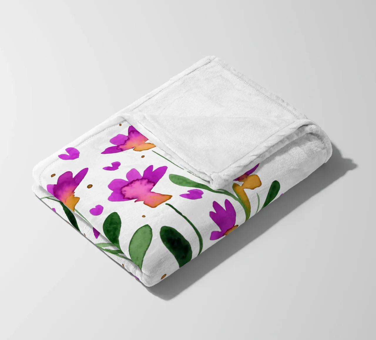 Fiori acquerellati forget me not - magenta coperta in pile da Wackapacka