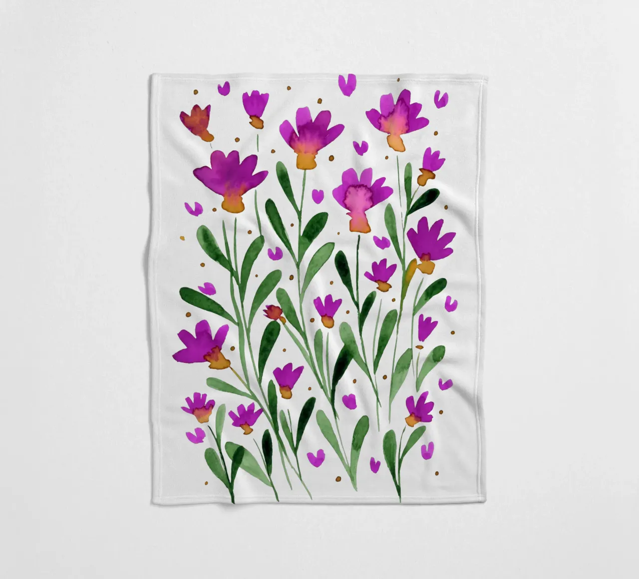Fiori acquerellati forget me not - magenta coperta in pile da Wackapacka
