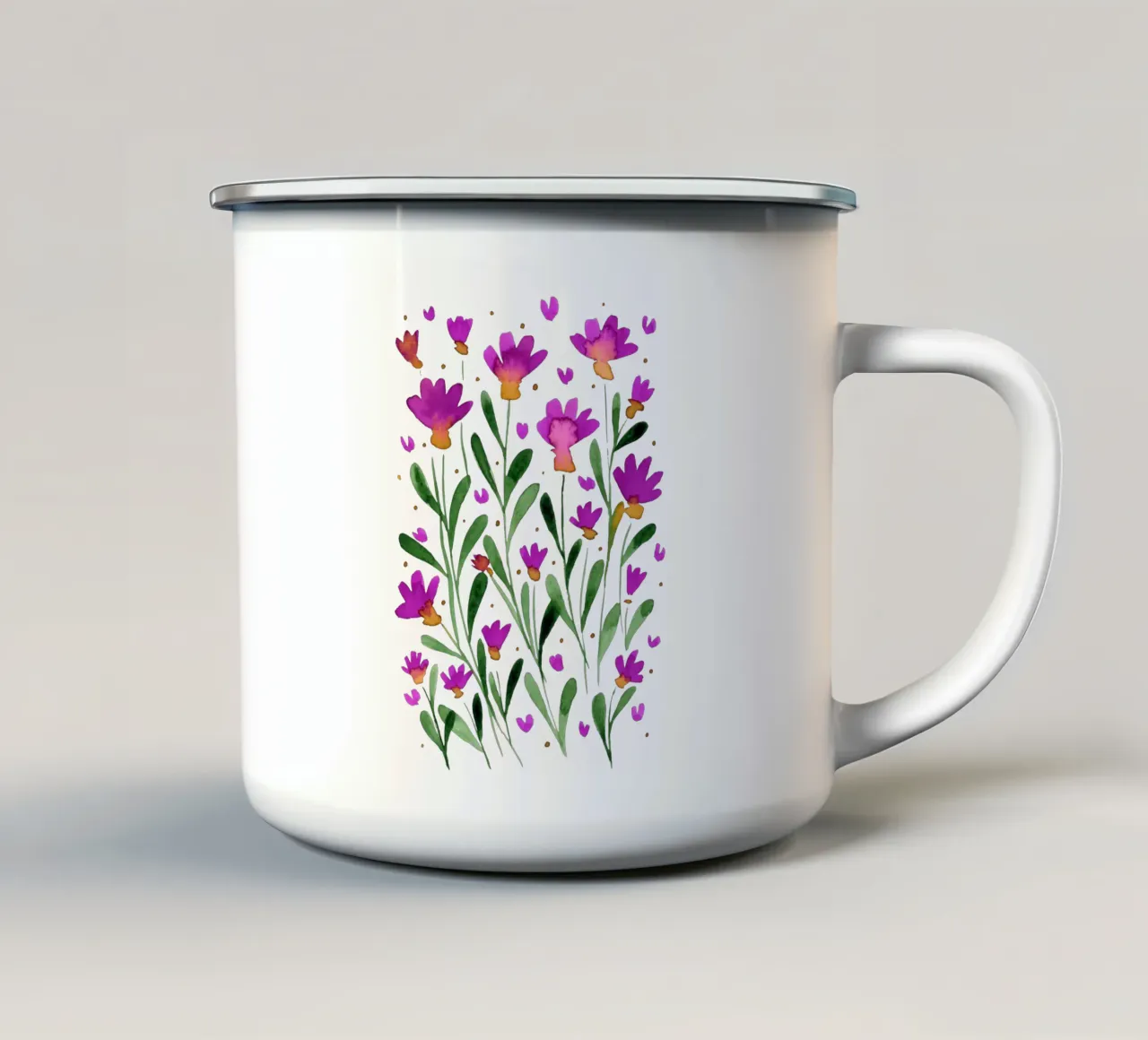 Fiori acquerellati forget me not - magenta tazza in smalto da Wackapacka