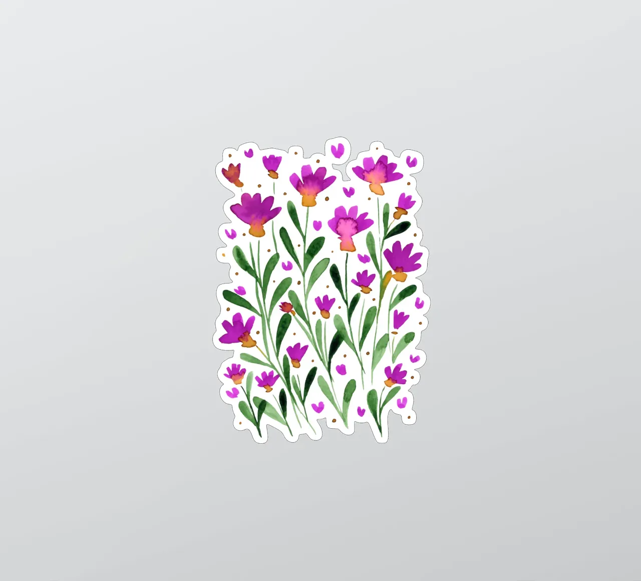 Fiori acquerellati forget me not - magenta adesivo da Wackapacka