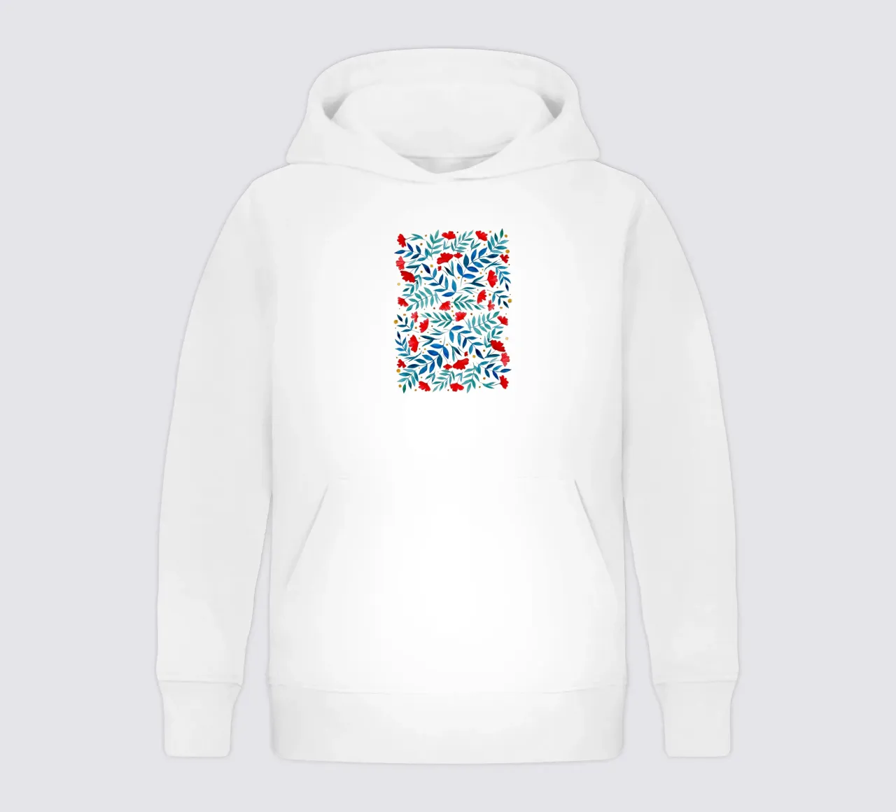 Magical watercolor flowers - red and turquoise kids hoodie by Wackapacka