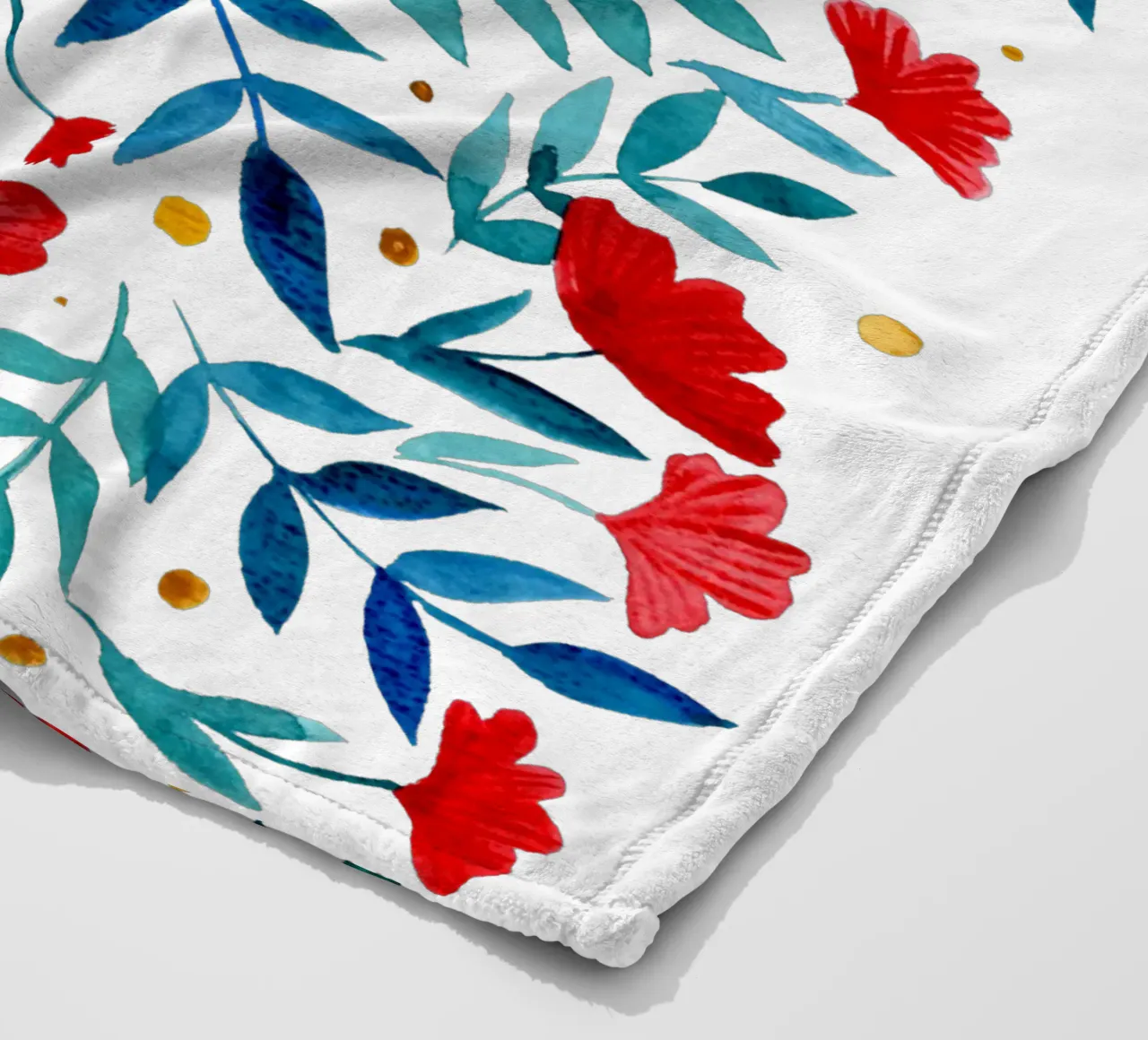 Magici fiori acquerellati - rosso e turchese coperta in pile da Wackapacka