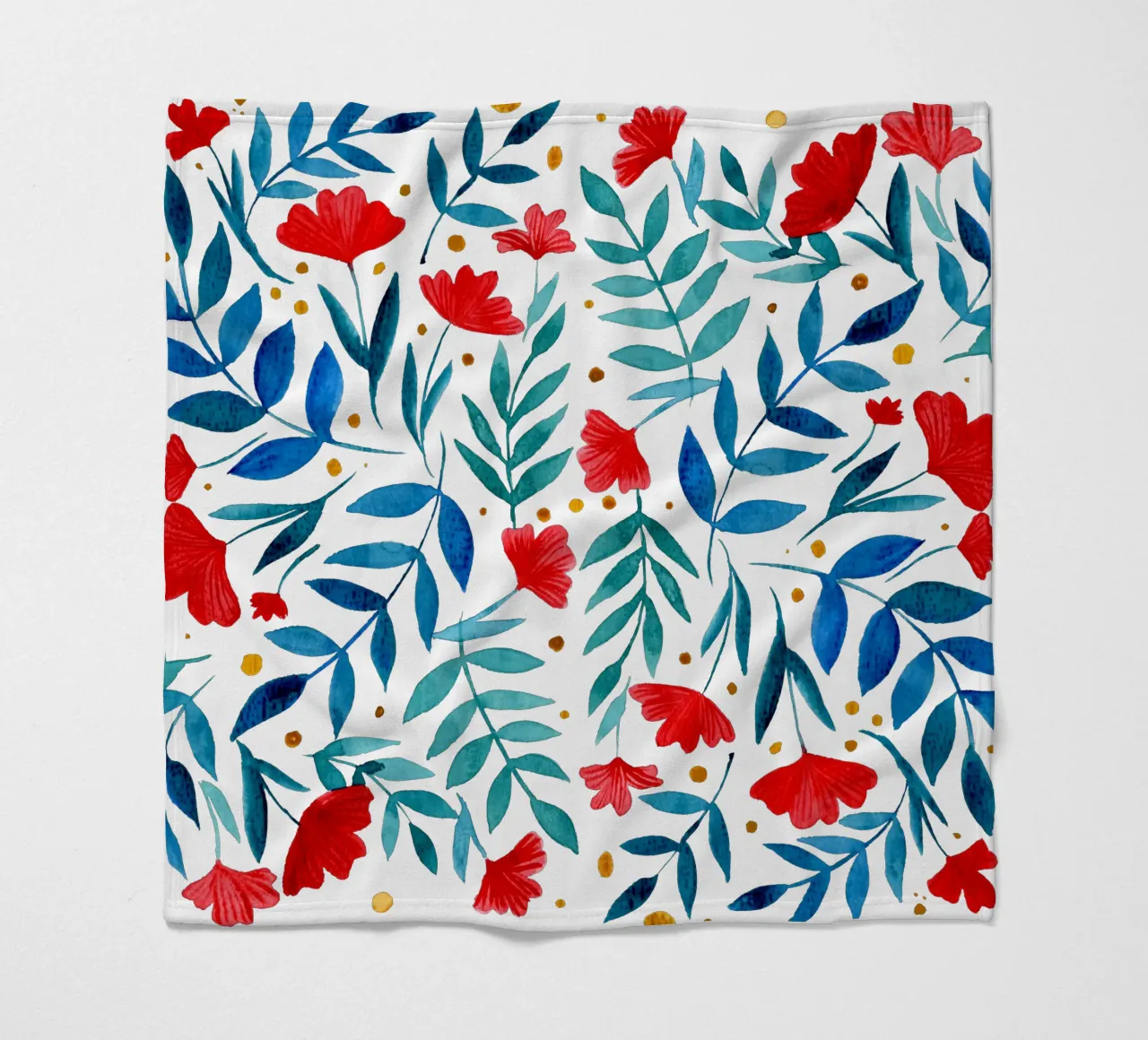 Magici fiori acquerellati - rosso e turchese coperta in pile da Wackapacka