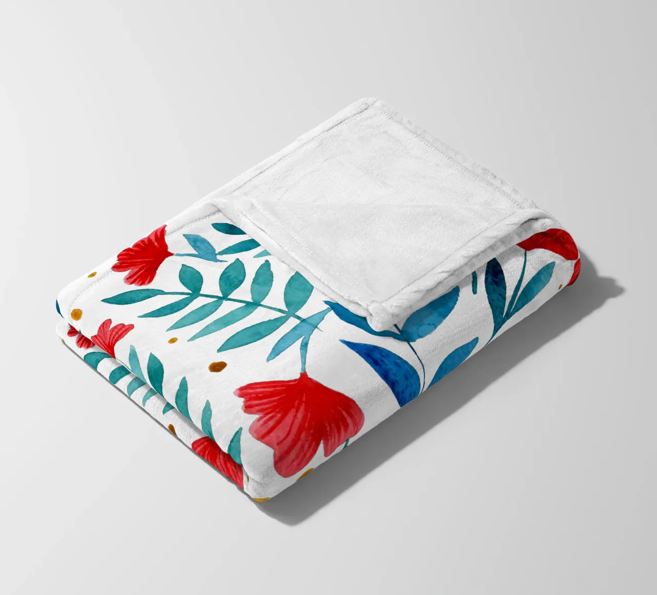 Magici fiori acquerellati - rosso e turchese coperta in pile da Wackapacka