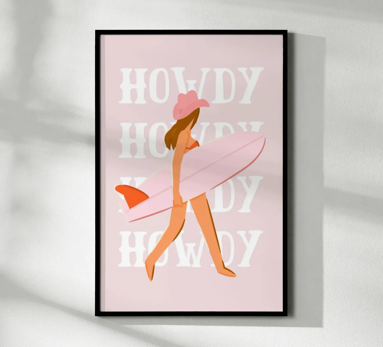 imprimé cowgirl côtier rose, western girly, bottes de cowboy poster de pdigitalprints