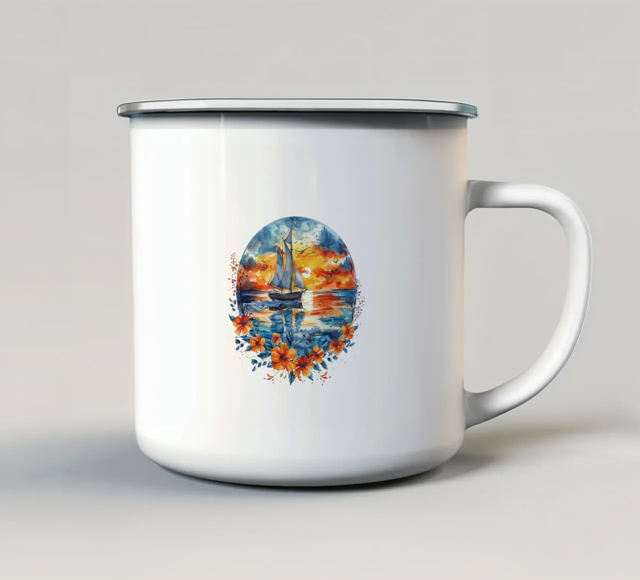 Sailing Into the Horizon tazza in smalto da Nikis Art Studio