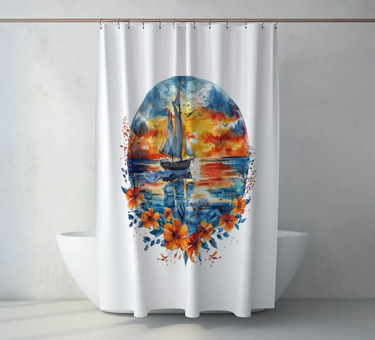 Sailing Into the Horizon tenda da doccia da Nikis Art Studio