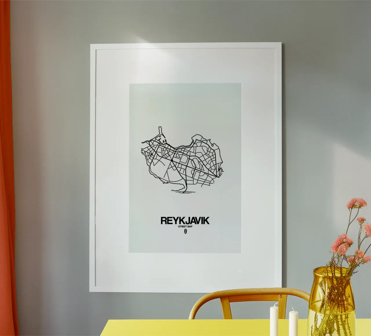 Reykjavik poster con telaio in legno da Naxart