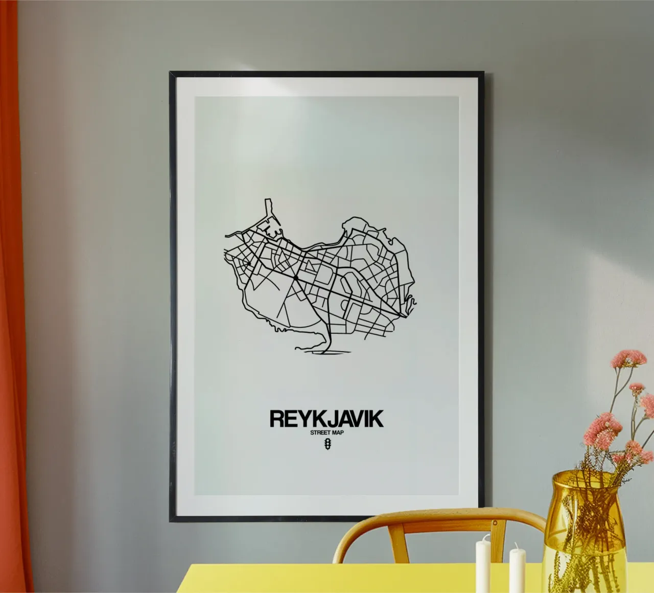 Reykjavik poster con telaio in legno da Naxart