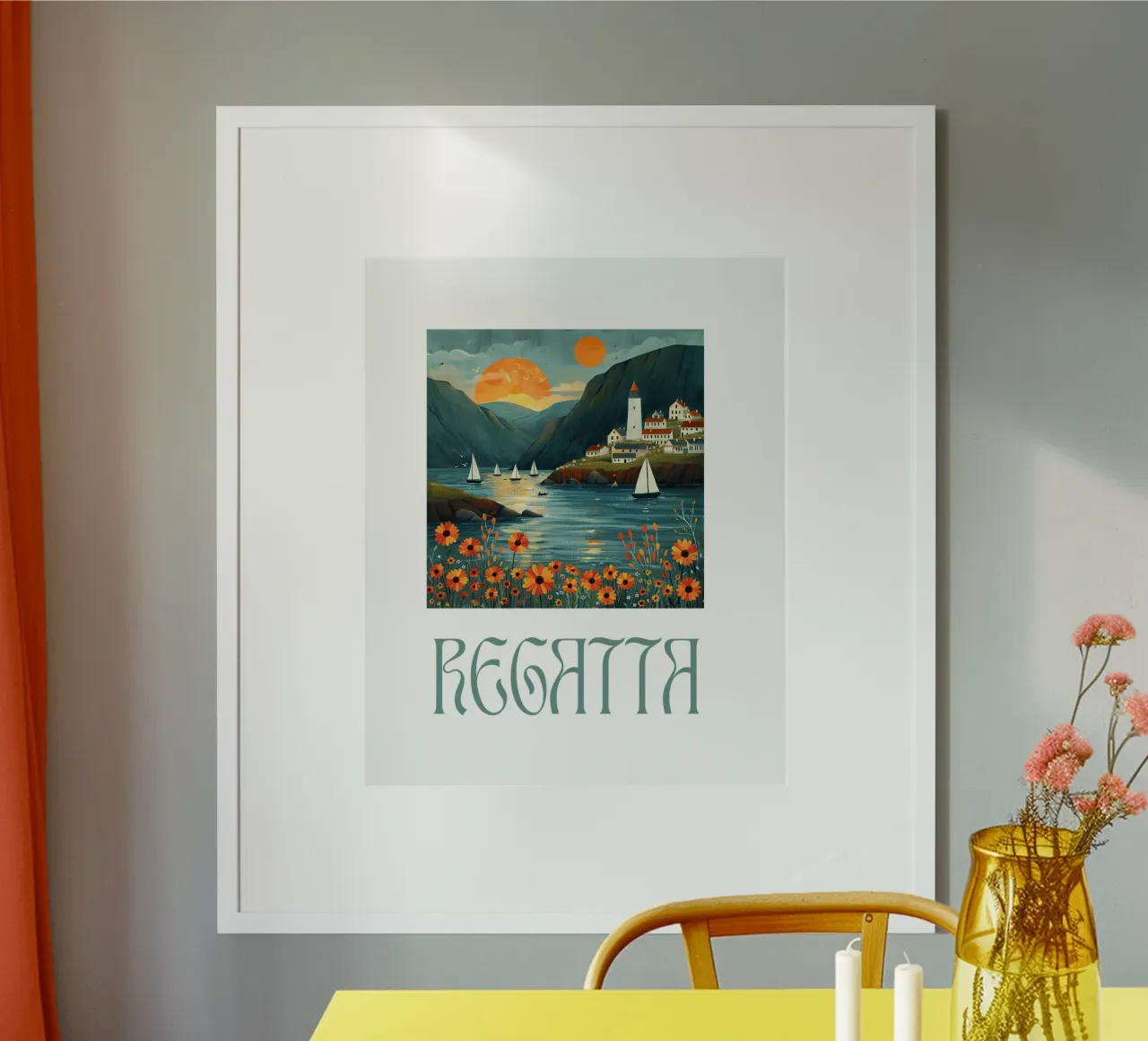 Journey on the Blue poster with plastic frame by Nikis Art Studio