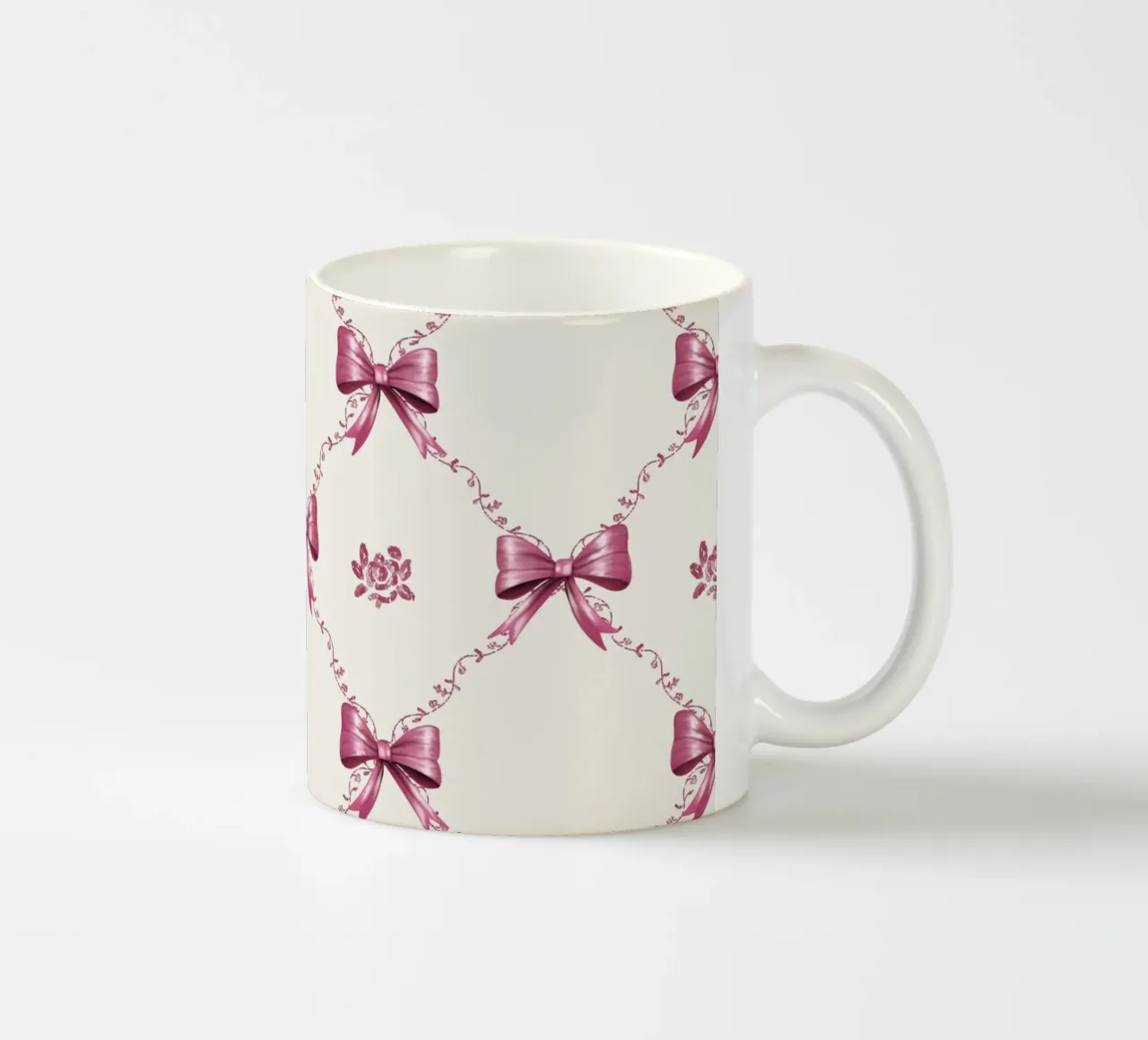 Coquette Pink Ribbons and Lace tazza in ceramica da anisillustration