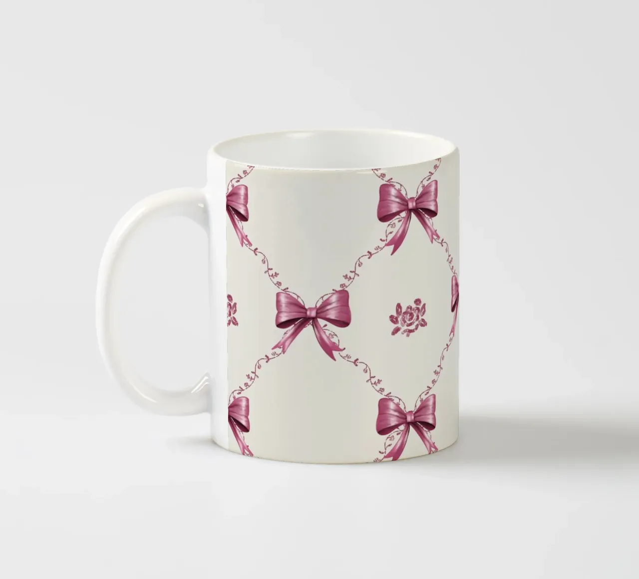Coquette Pink Ribbons and Lace tazza in ceramica da anisillustration